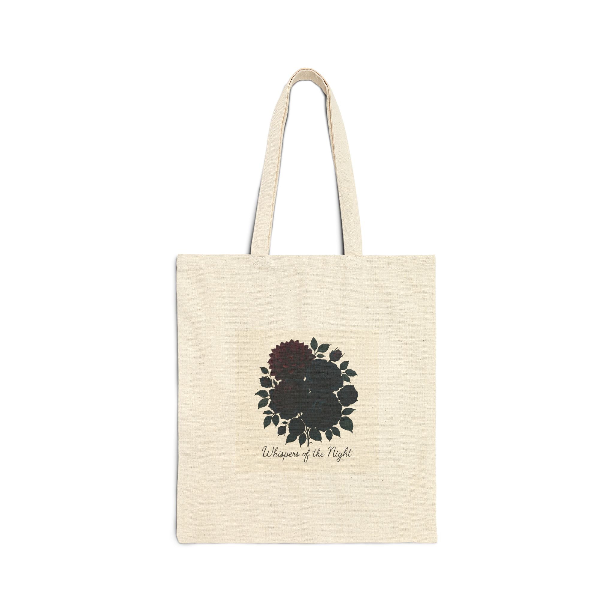 Canvas Tote Bag — 'He Wages of the Night' Floral Silhouette Eco Shopper