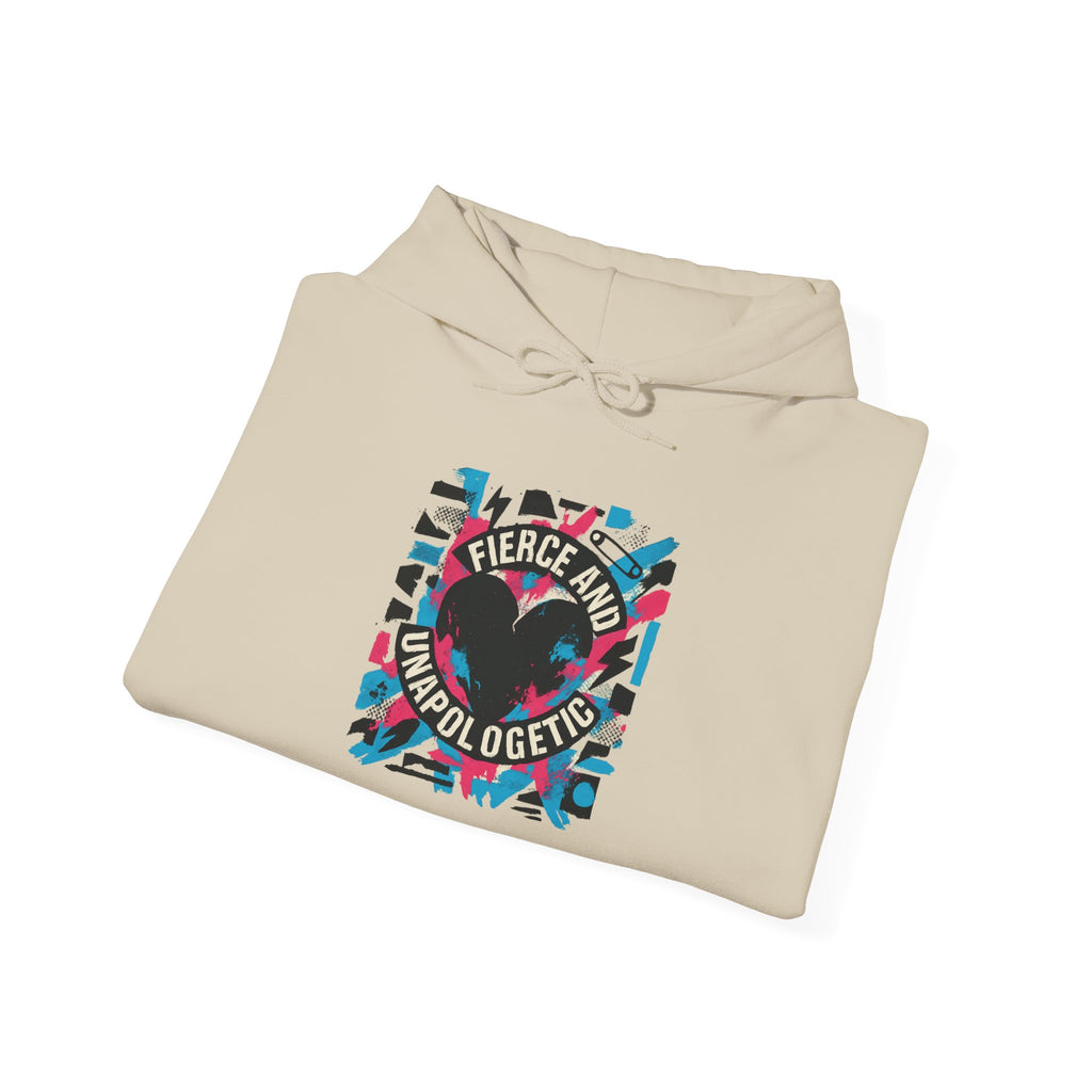 Hoodie — "Fierce and Unapologetic" Heart Graphic Pullover