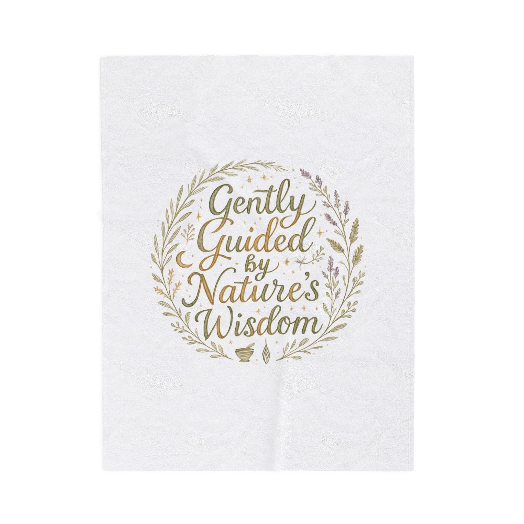 Gently Guided by Nature's Wisdom Velveteen Plush Blanket — Floral Wreath Cozy Throw for Nature Lovers