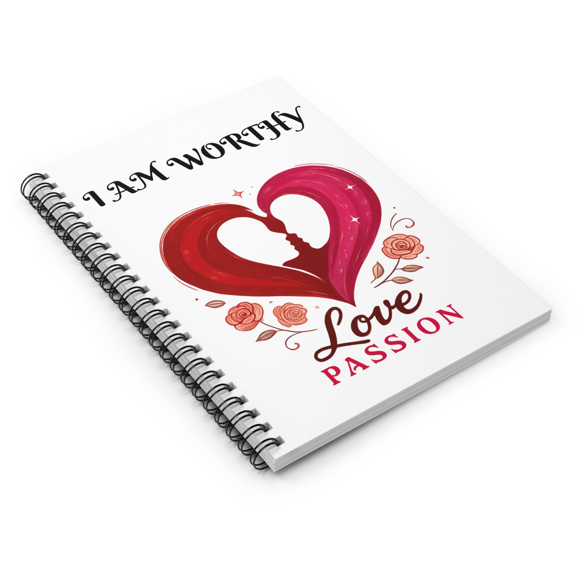 I Am Worthy Love Passion Spiral Notebook Romantic Self‑Love Journal