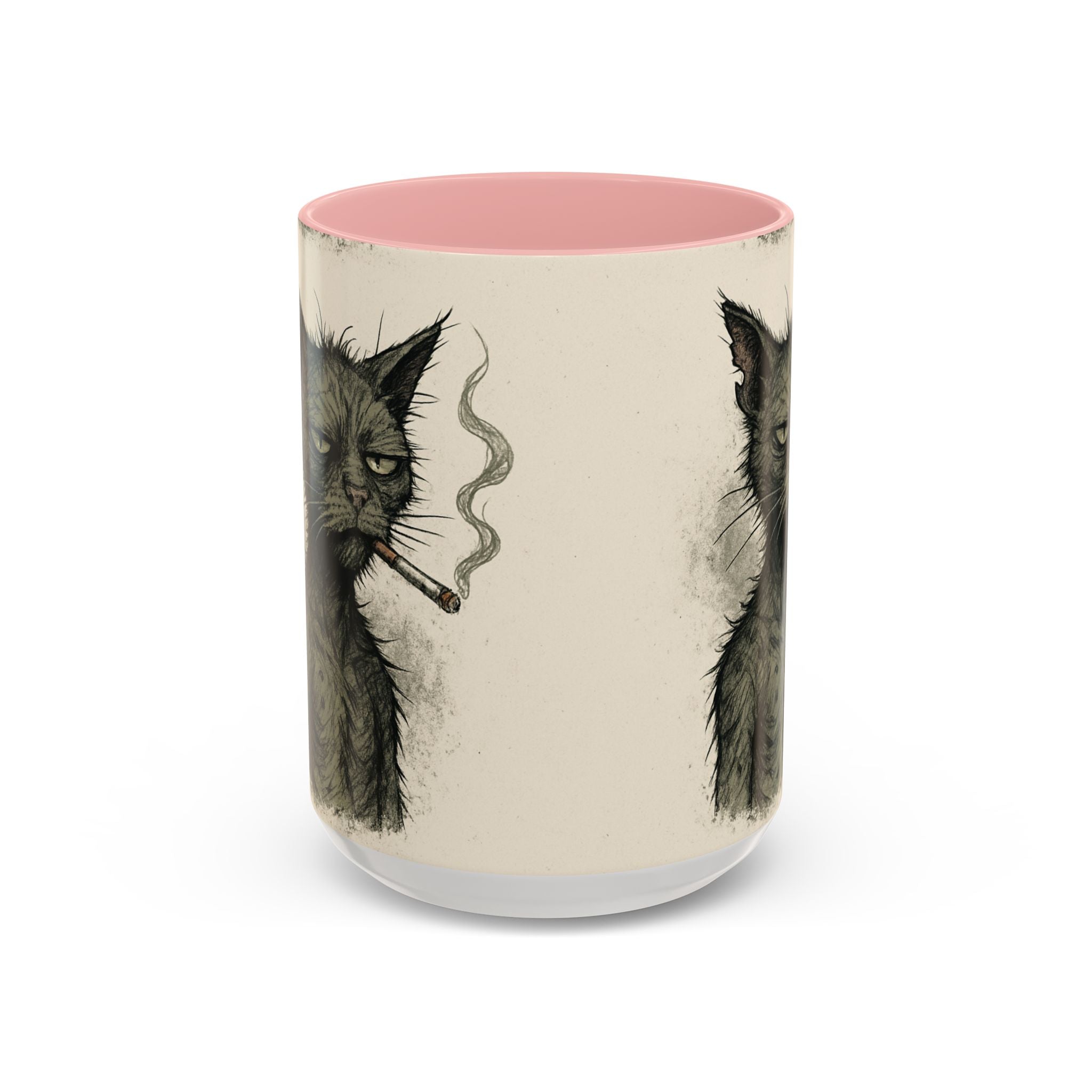 Grumpy Cat Smoking Coffee Mug — Funny Gothic Cat Accent Mug (11/15oz)