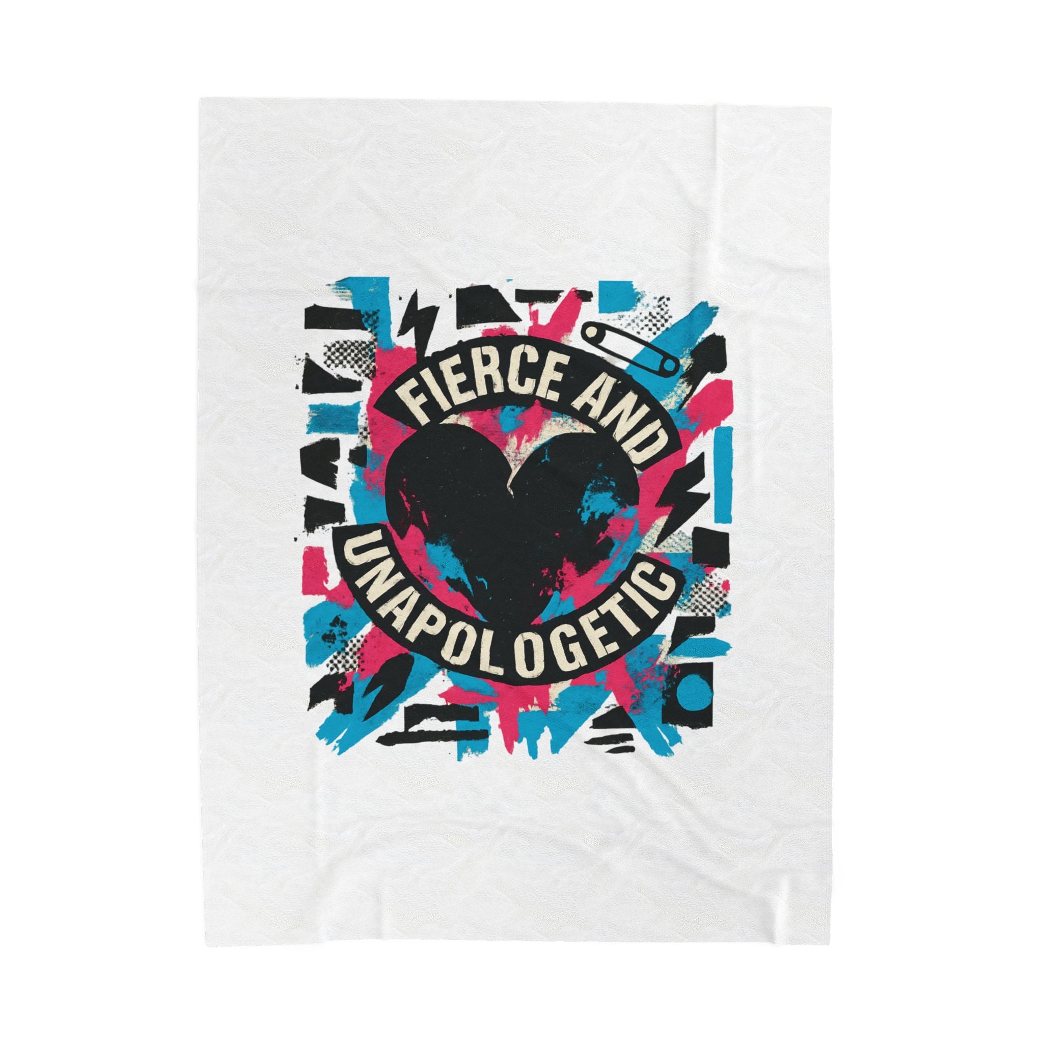 Plush Blanket — "Fierce and Unapologetic" Heart Graphic