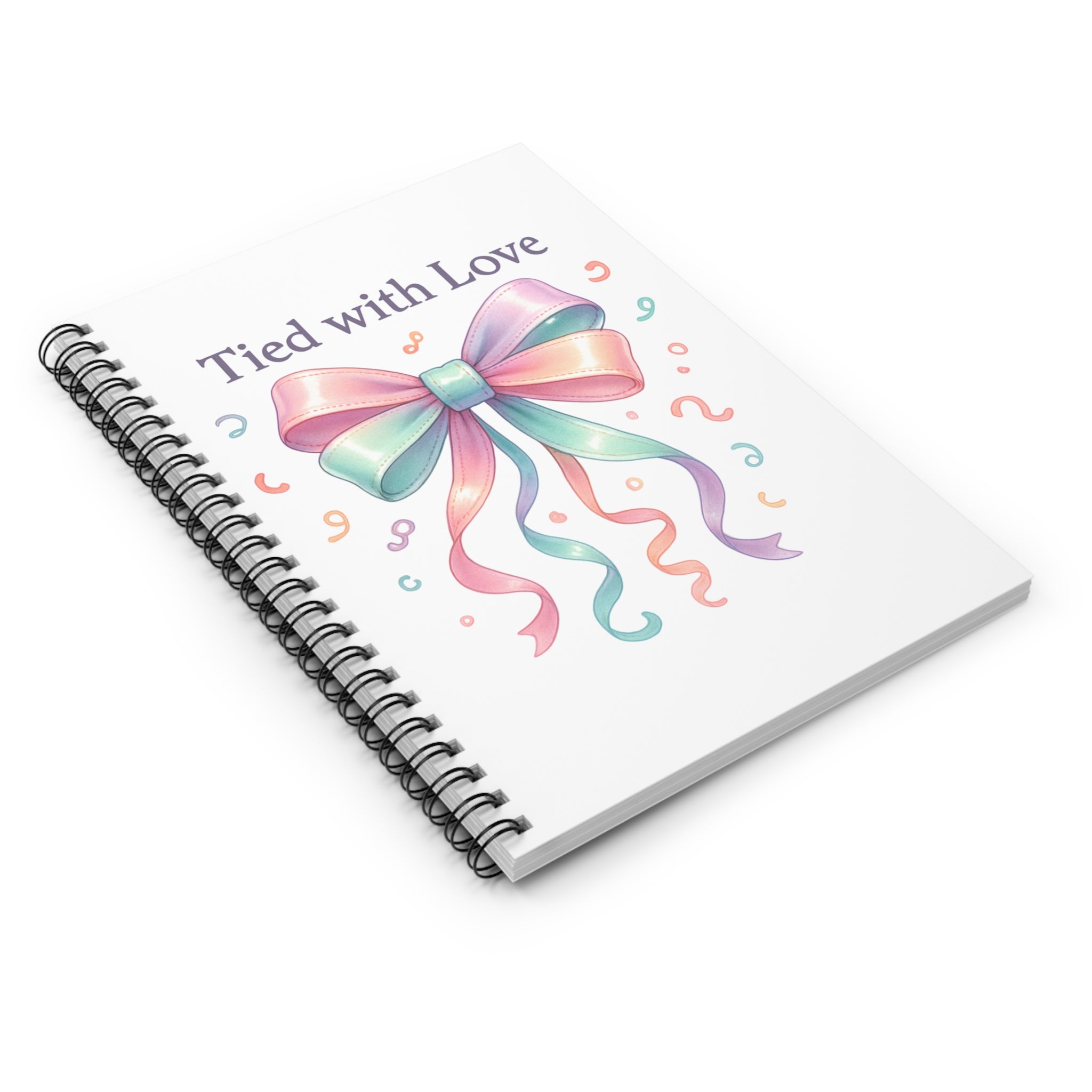 Tied with Love Spiral Notebook — Cute Pastel Bow Journal (Ruled)