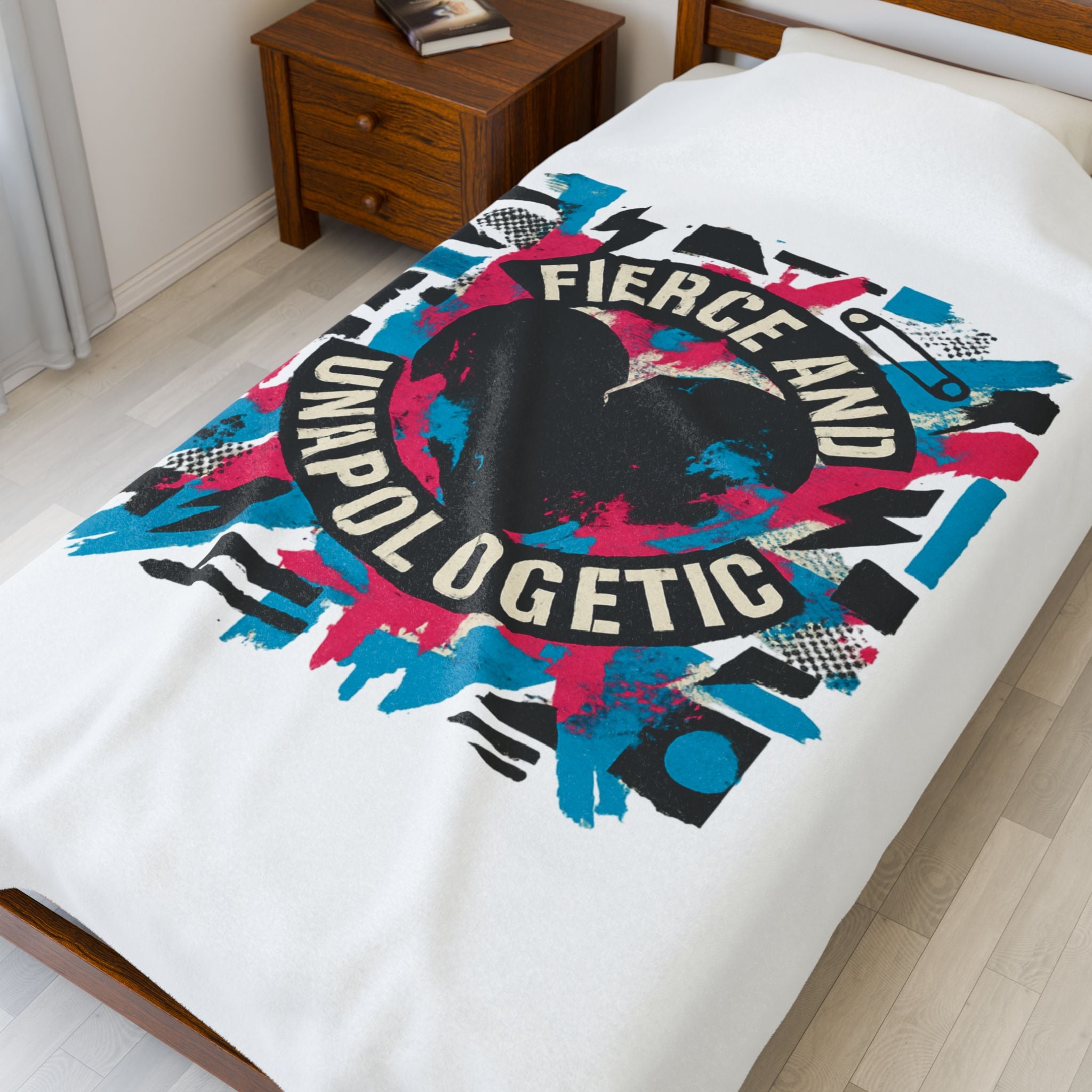 Plush Blanket — "Fierce and Unapologetic" Heart Graphic