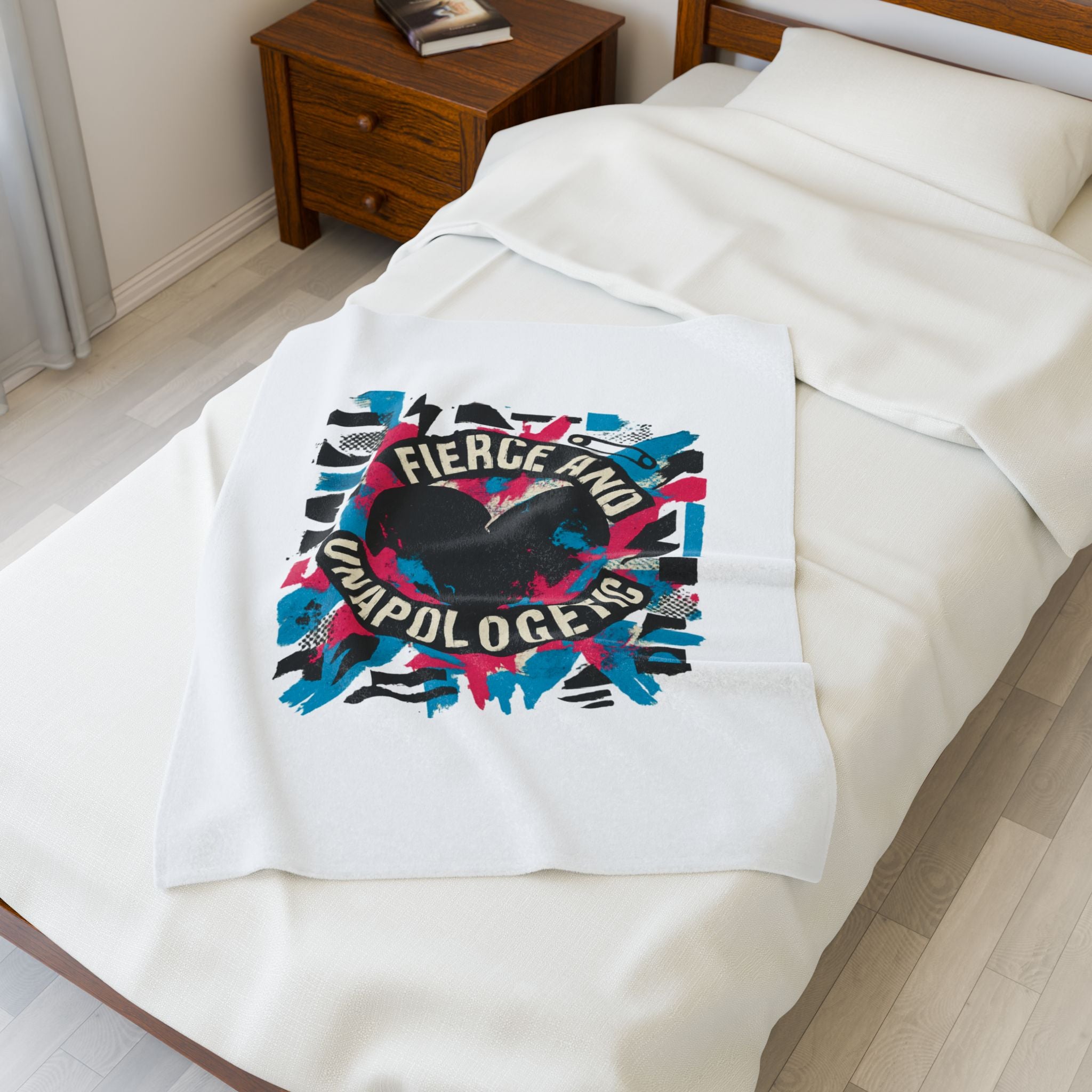 Plush Blanket — "Fierce and Unapologetic" Heart Graphic