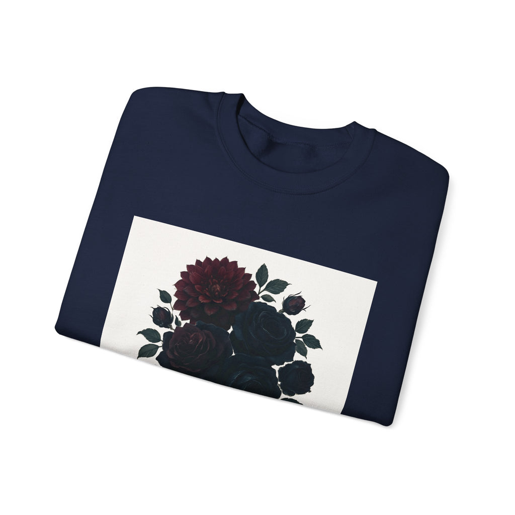 Crewneck Sweatshirt - 'Whispers of the Night' Floral Graphic