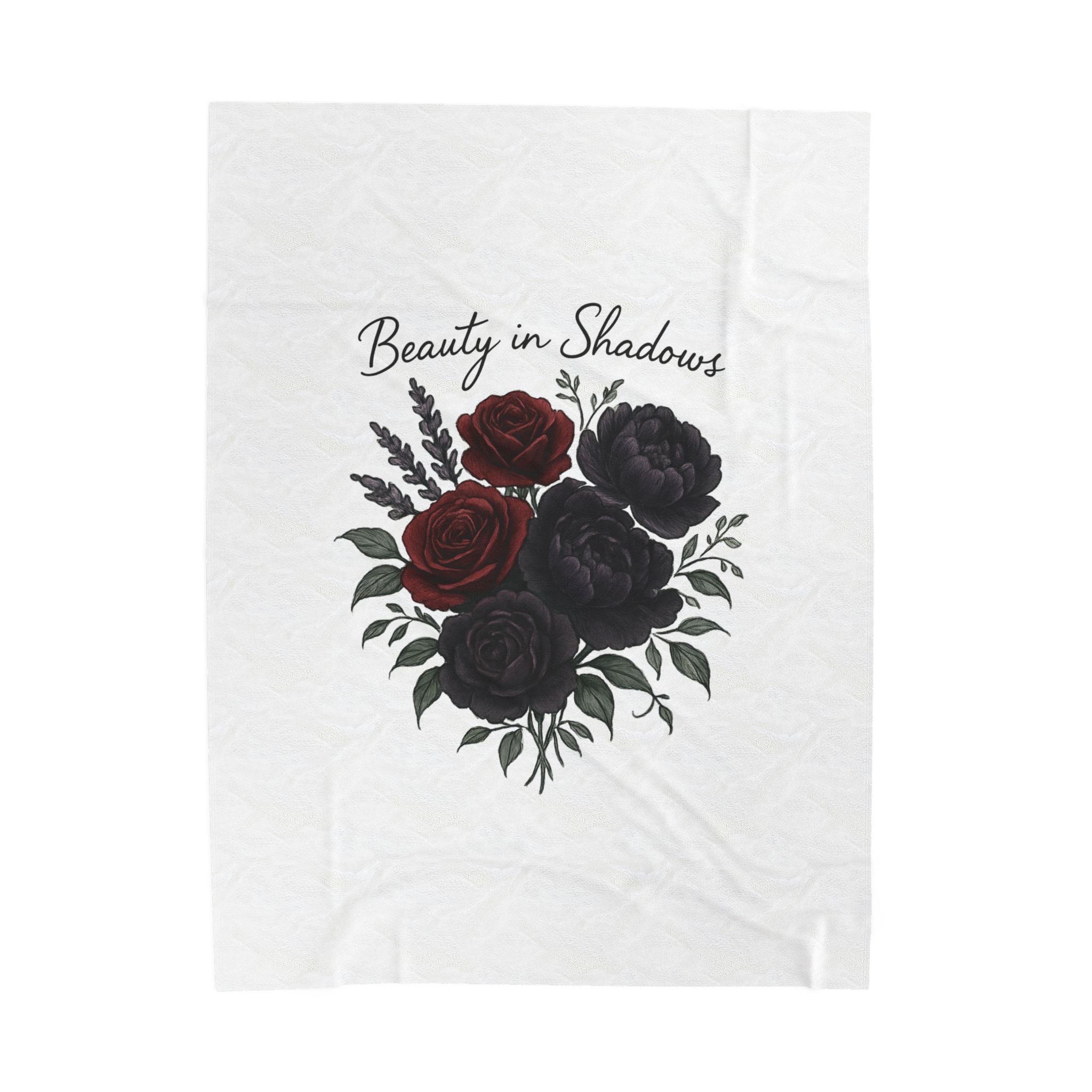 Velveteen Blanket — "Beauty in Shadows" Dark Rose Plush Throw