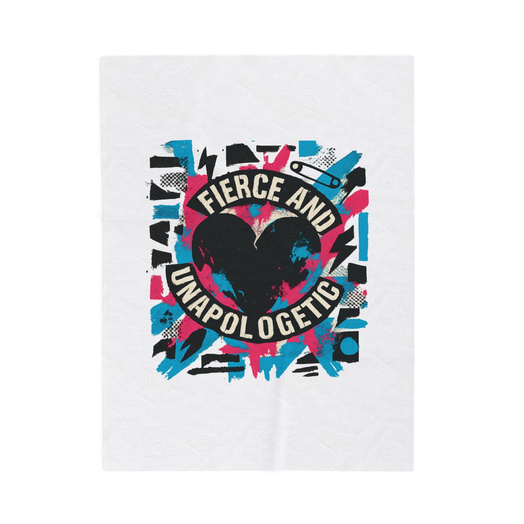 Plush Blanket — "Fierce and Unapologetic" Heart Graphic