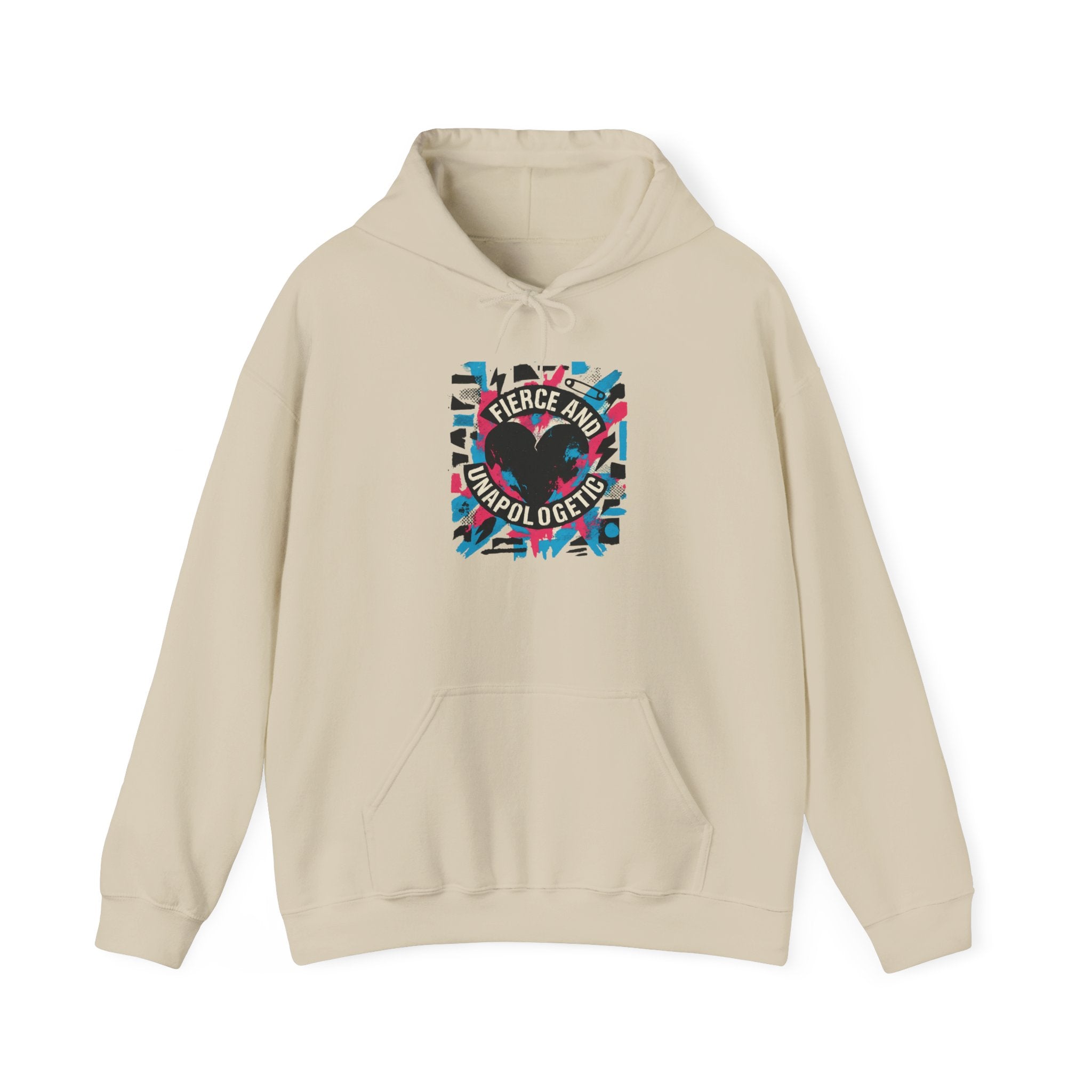 Hoodie — "Fierce and Unapologetic" Heart Graphic Pullover