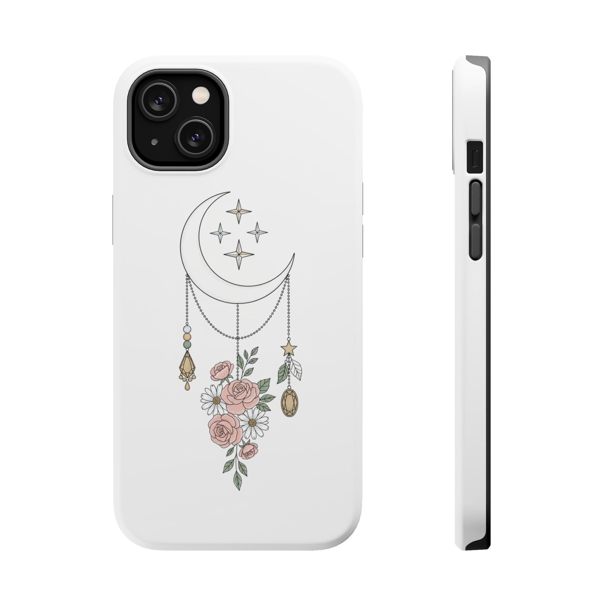 Moon & Roses Magnetic Impact Phone Case — Celestial Floral iPhone Cover