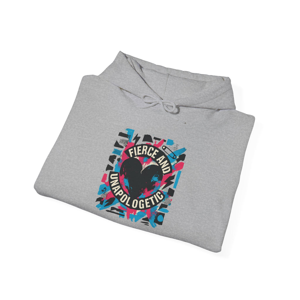 Hoodie — "Fierce and Unapologetic" Retro Heart Graphic