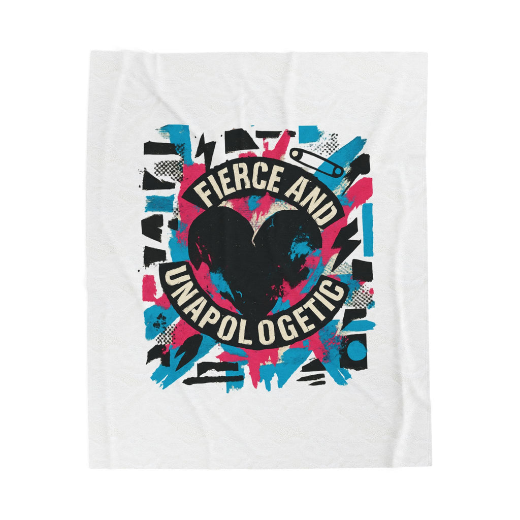 Plush Blanket — "Fierce and Unapologetic" Heart Graphic