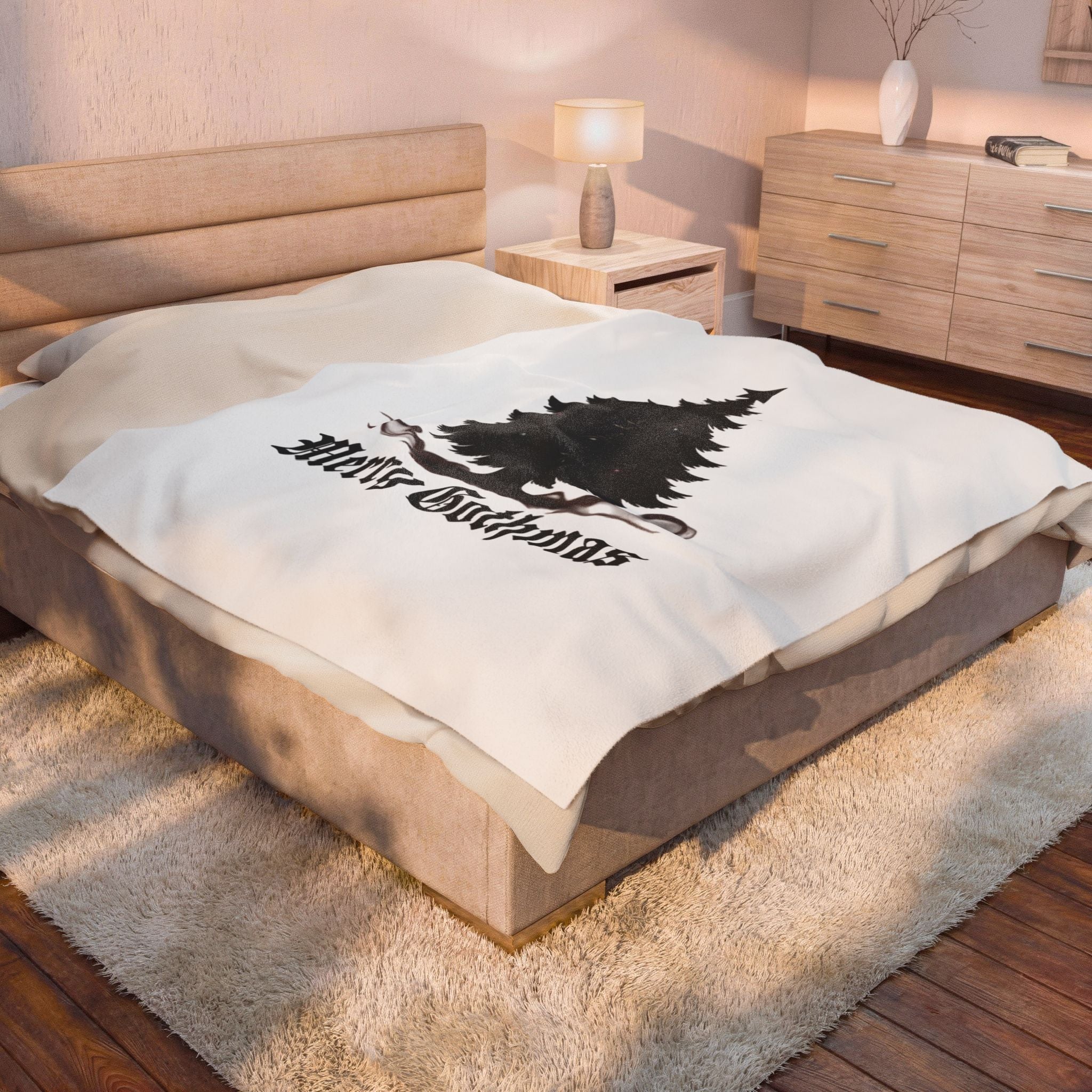 Velveteen Plush Blanket — 'Merry Gothmas' Gothic Christmas Tree Throw