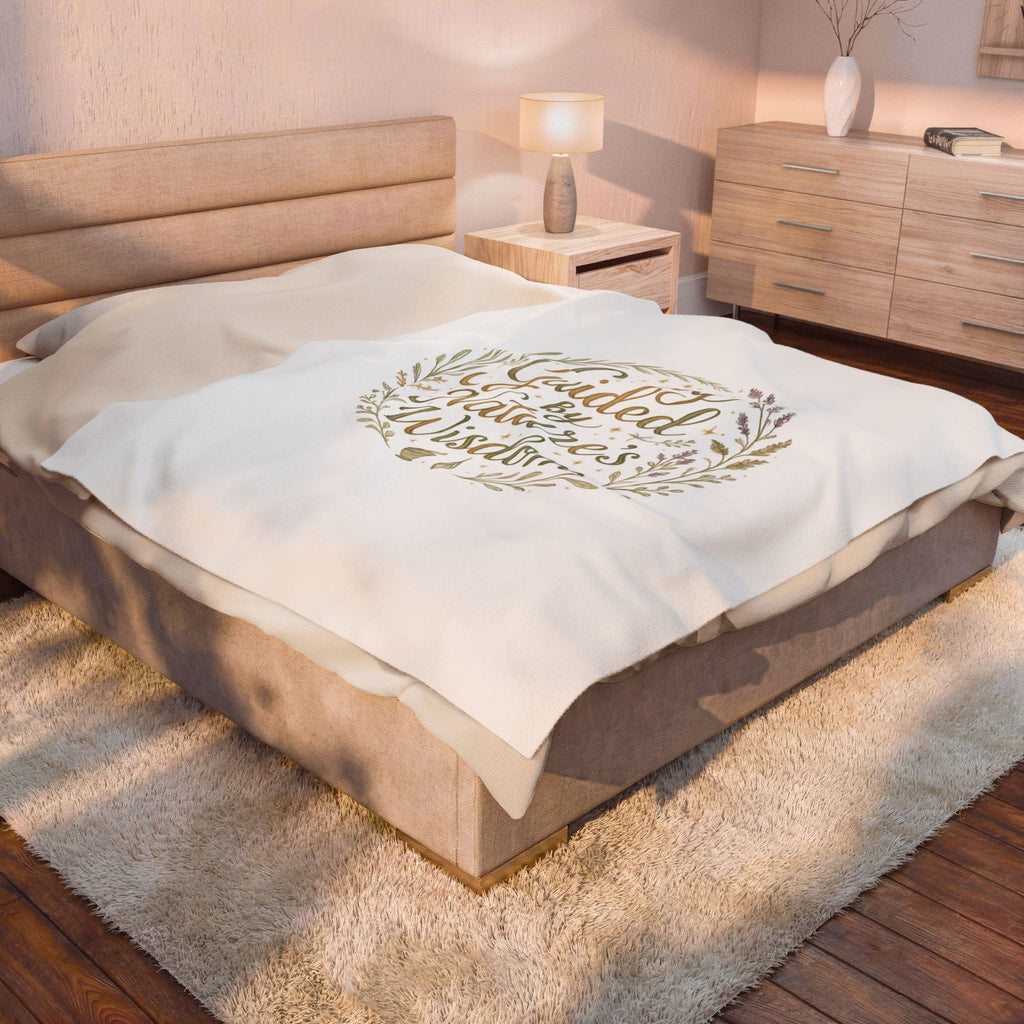 Gently Guided by Nature's Wisdom Velveteen Plush Blanket — Floral Wreath Cozy Throw for Nature Lovers