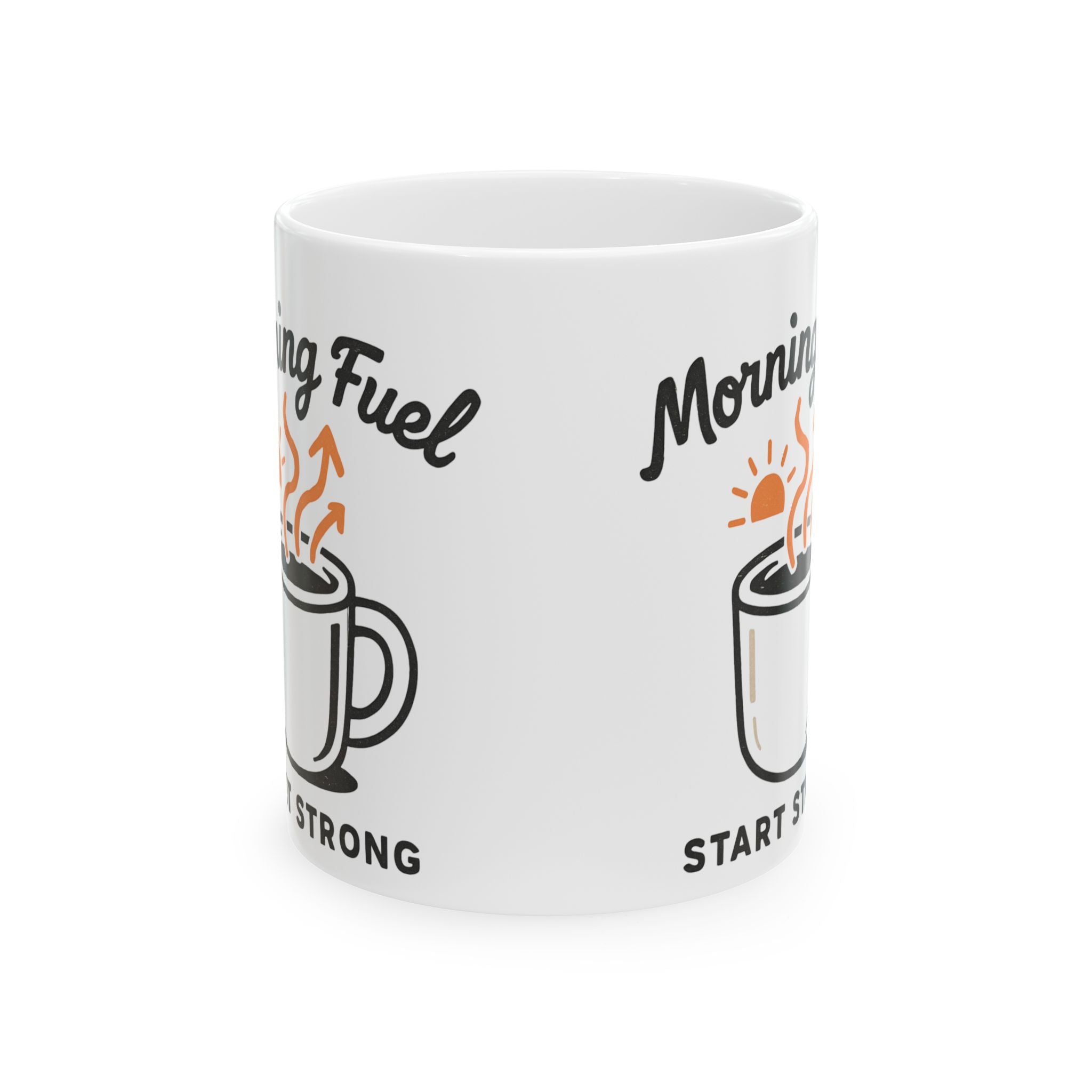 Morning Fuel Ceramic Mug – "Start Strong" Coffee Cup (11oz, 15oz)