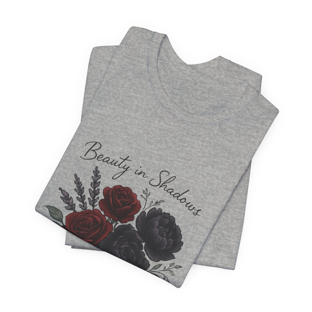 Floral Tee — "Beauty in Shadow" Dark Rose Bouquet Graphic T-Shirt