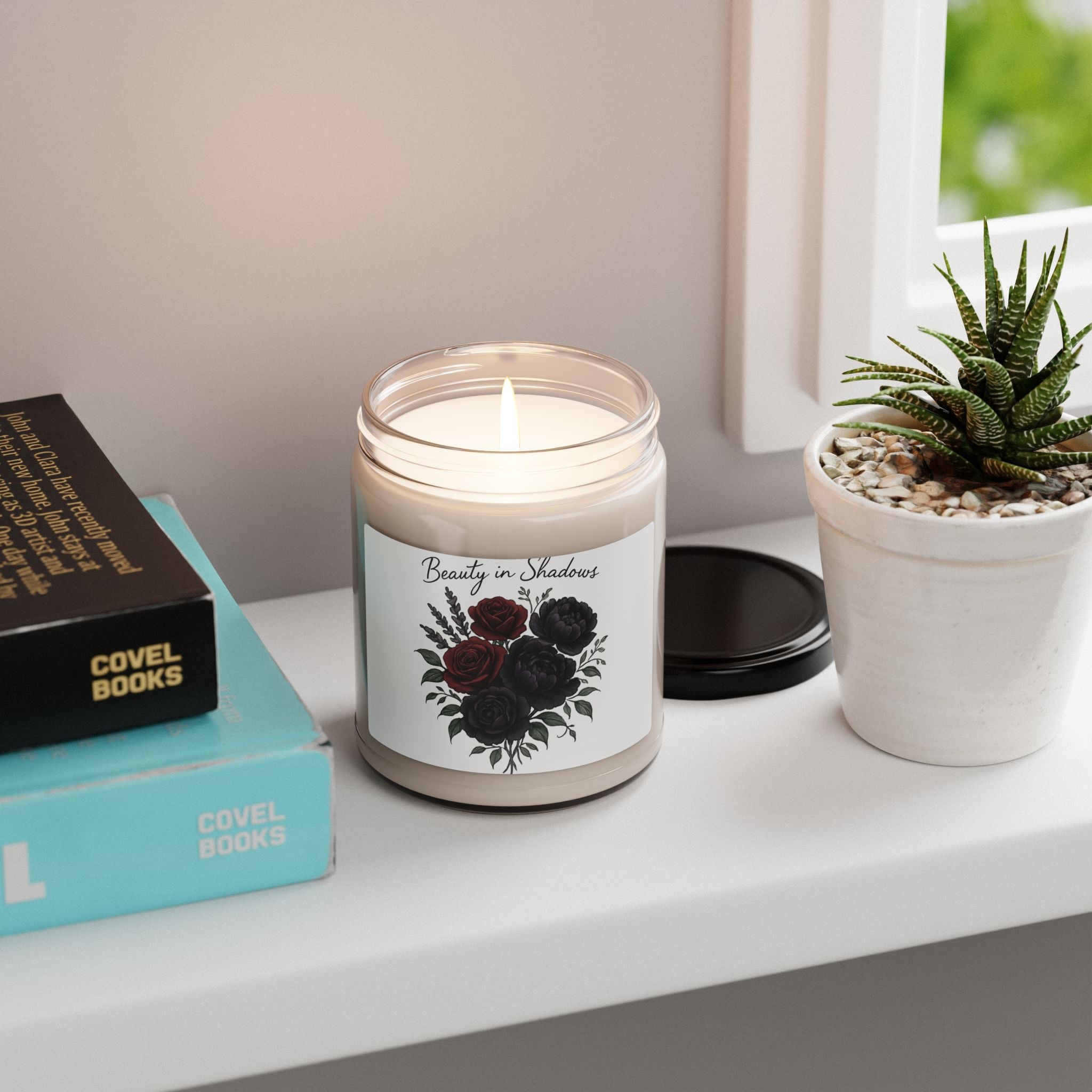 Beauty in Shadows Soy Candle — 9oz Scented Jar (Rose & Noir)