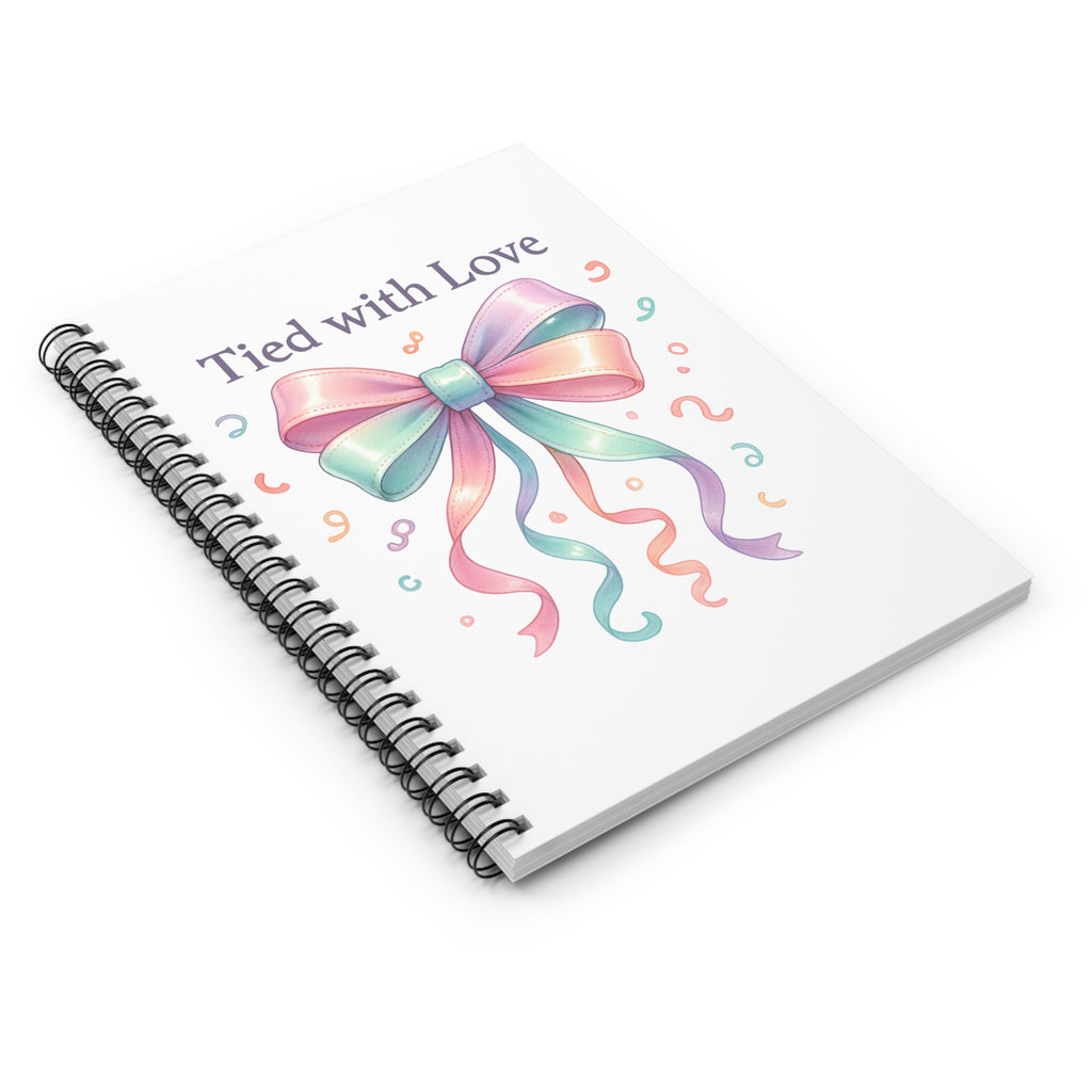 Tied with Love Spiral Notebook — Pastel Bow Ruled Journal for Gifts & Keepsakes