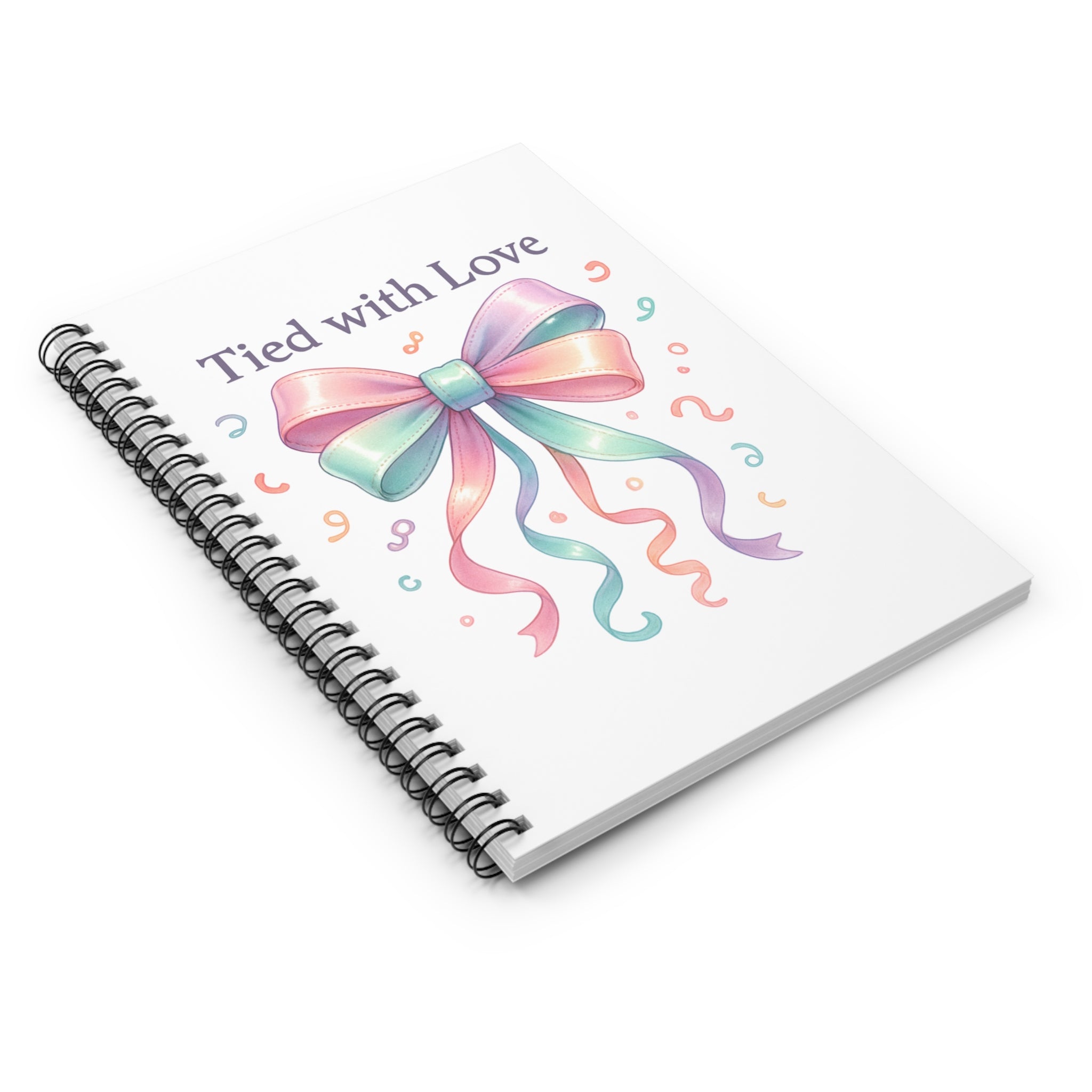 Tied with Love Spiral Notebook — Pastel Bow Ruled Journal for Gifts & Keepsakes