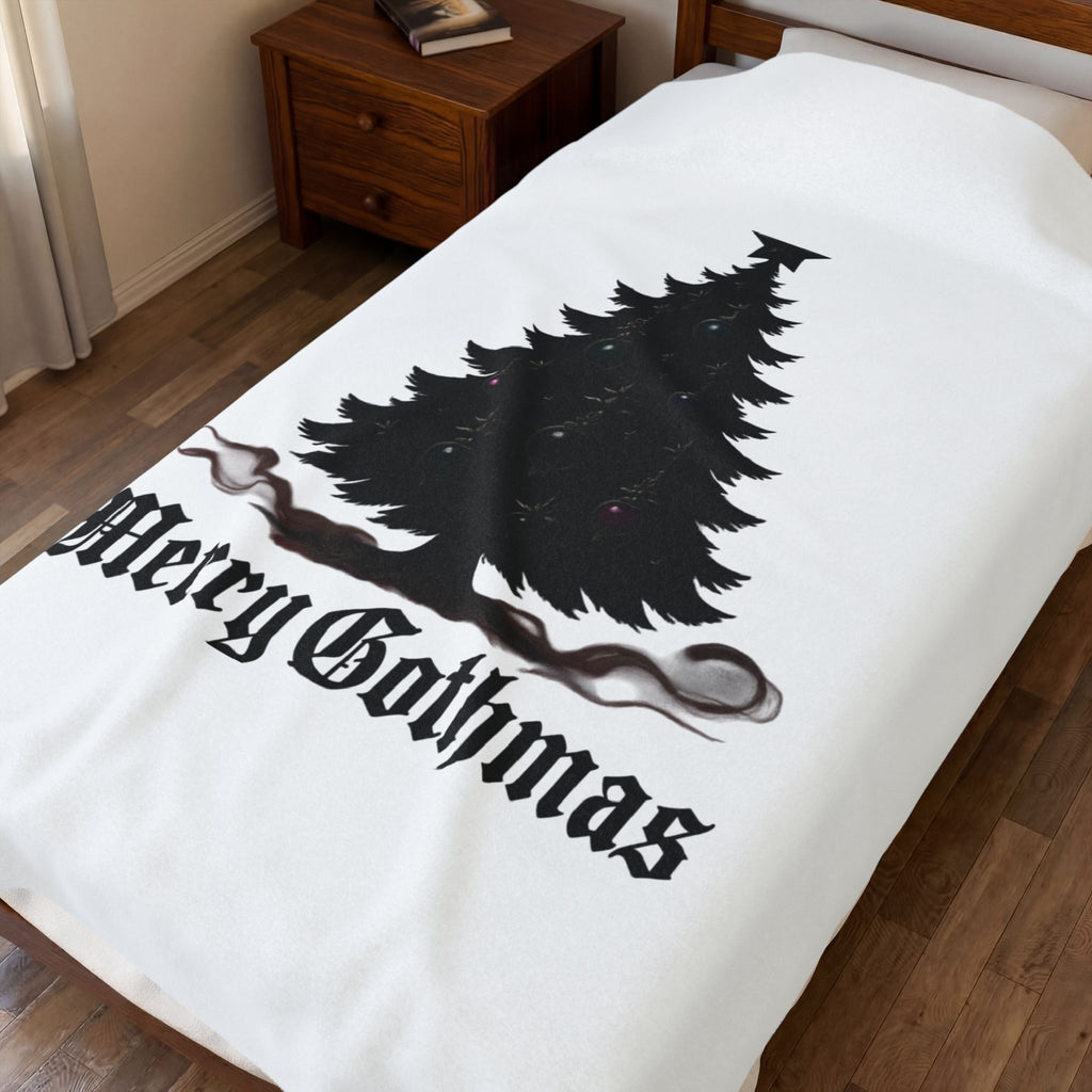 Velveteen Plush Blanket — 'Merry Gothmas' Gothic Christmas Tree Throw