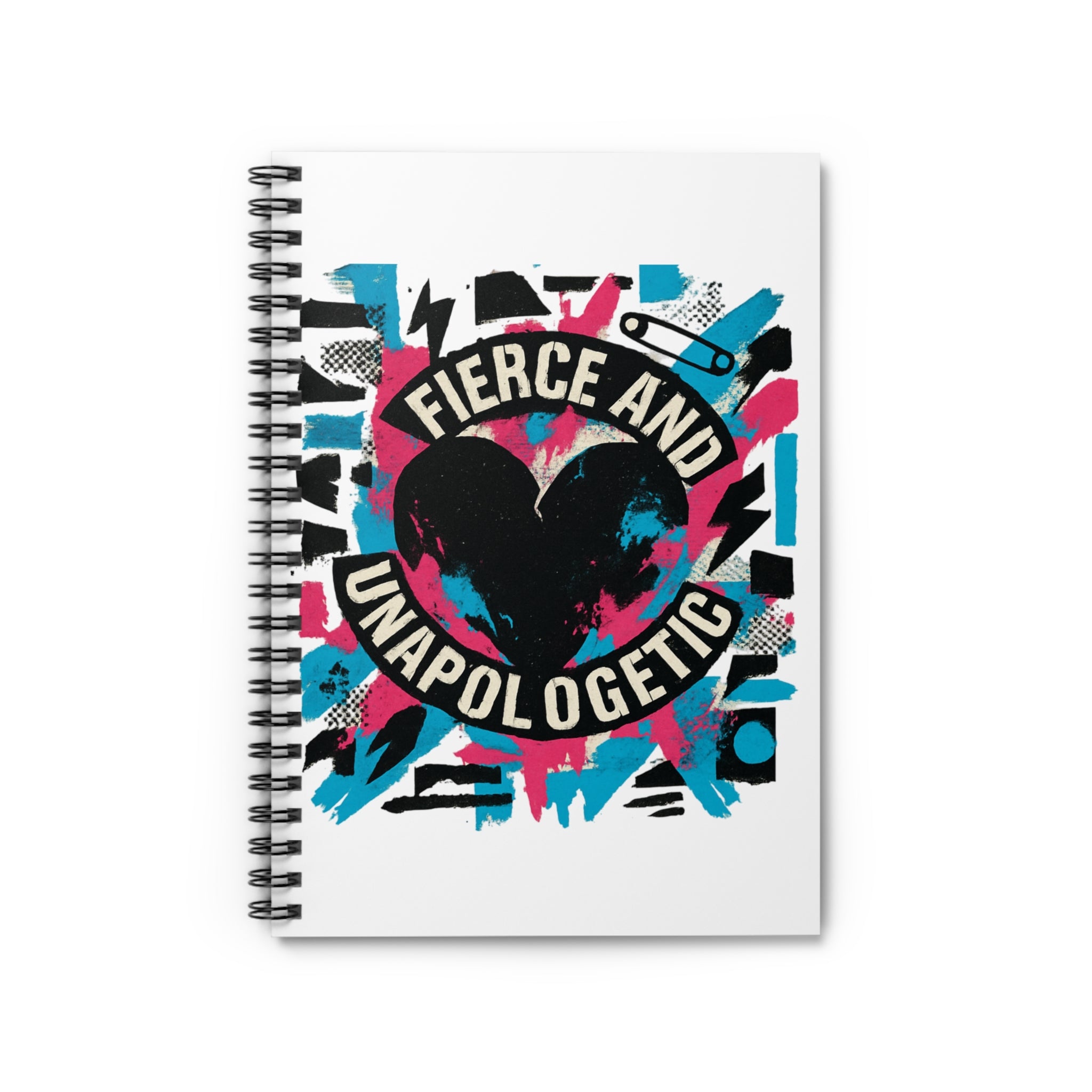 Fierce and Unapologetic Spiral Notebook — Heart Graphic Ruled Journal