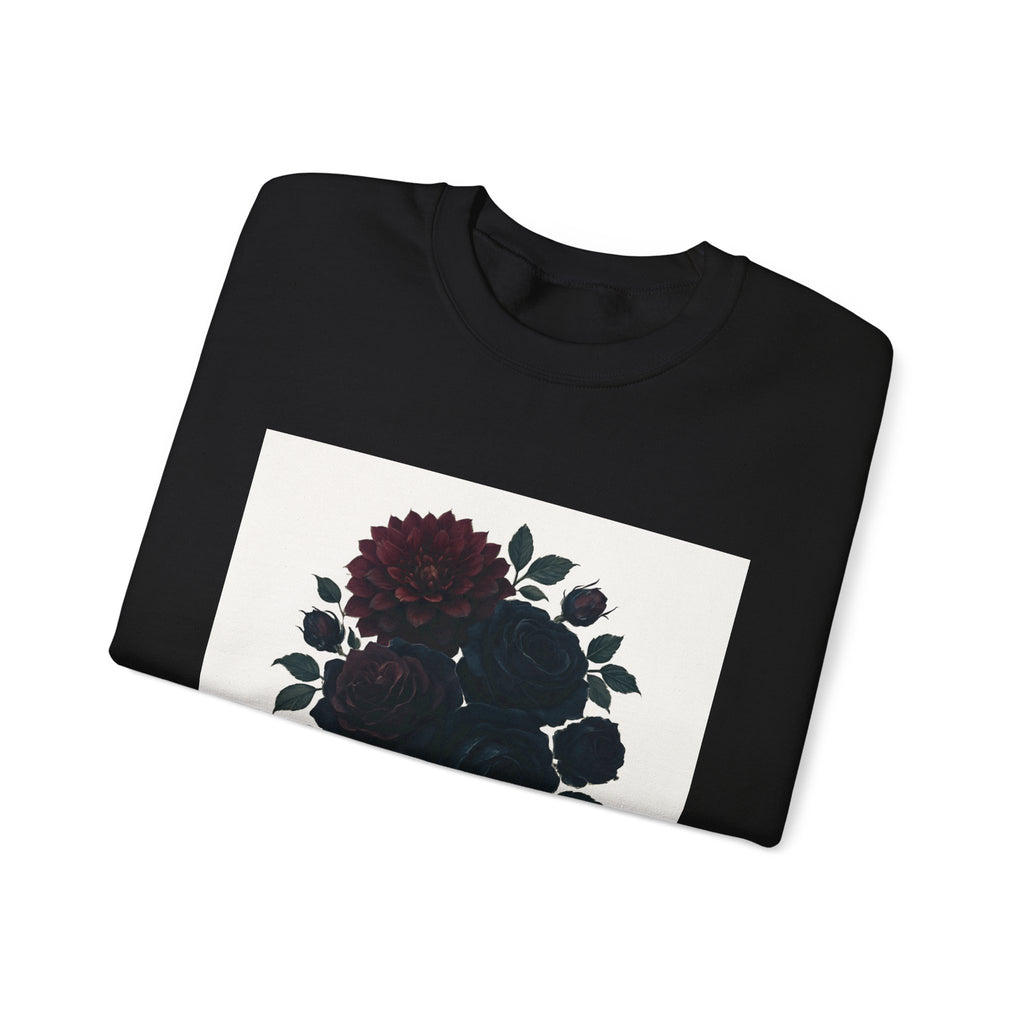 Crewneck Sweatshirt - 'Whispers of the Night' Floral Graphic