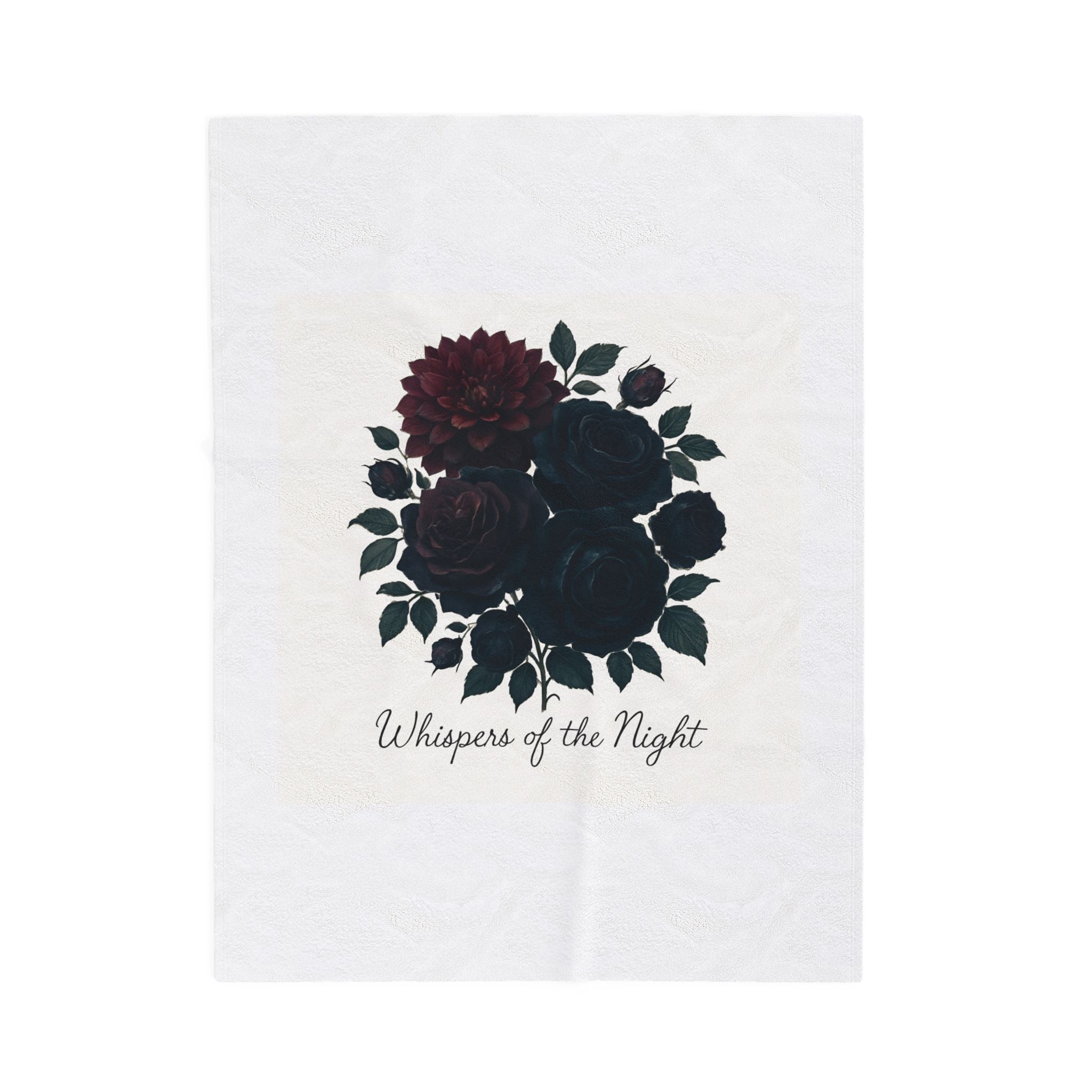 Velveteen Plush Blanket — 'Whispers of the Night' Dark Rose Cozy Throw