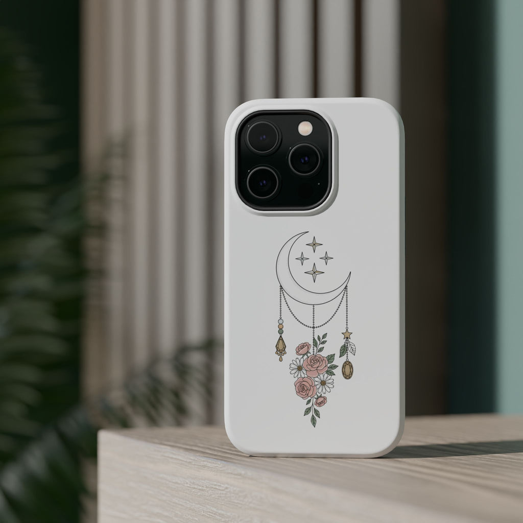 Moon & Roses Magnetic Impact Phone Case — Celestial Floral iPhone Cover