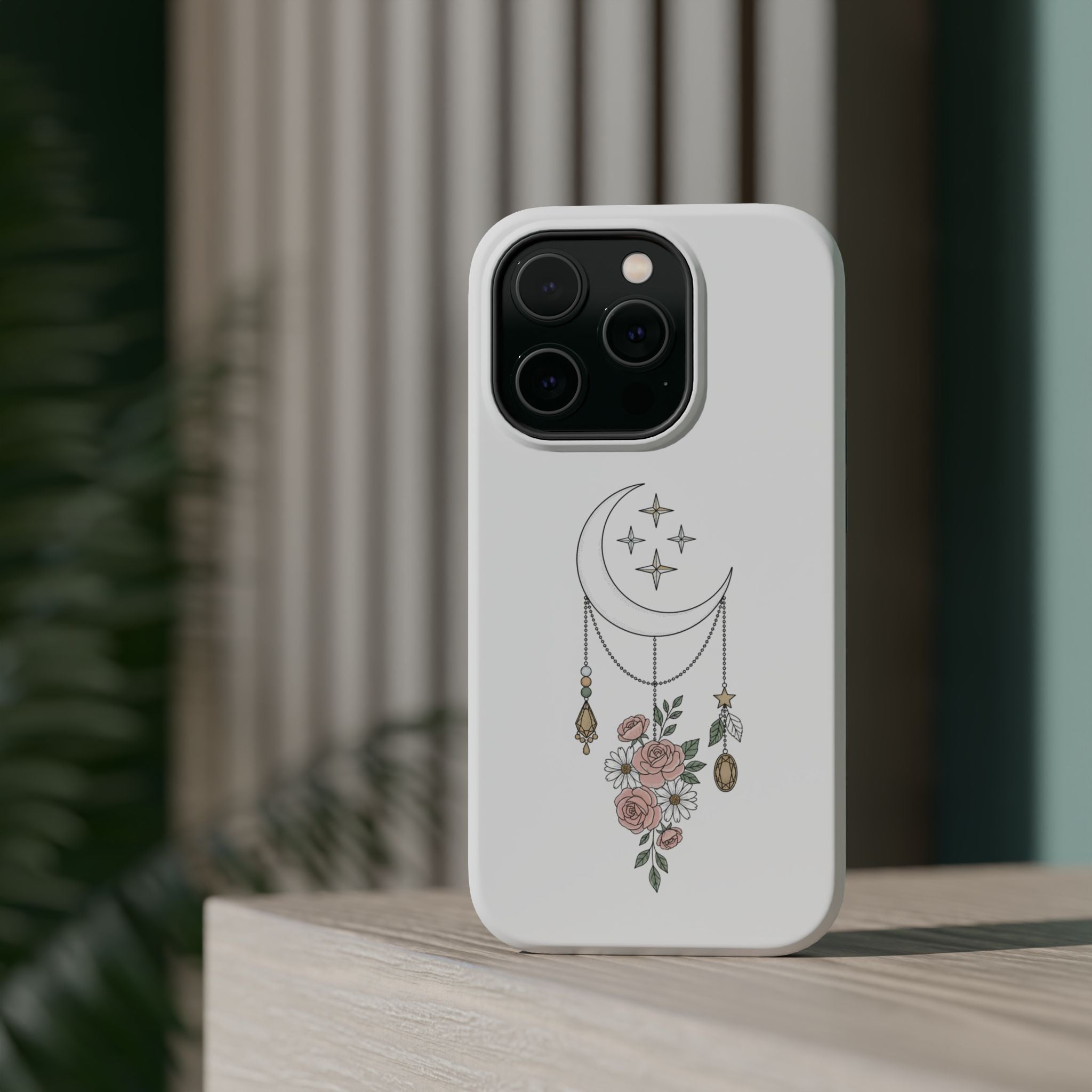 Moon & Roses Magnetic Impact Phone Case — Celestial Floral iPhone Cover