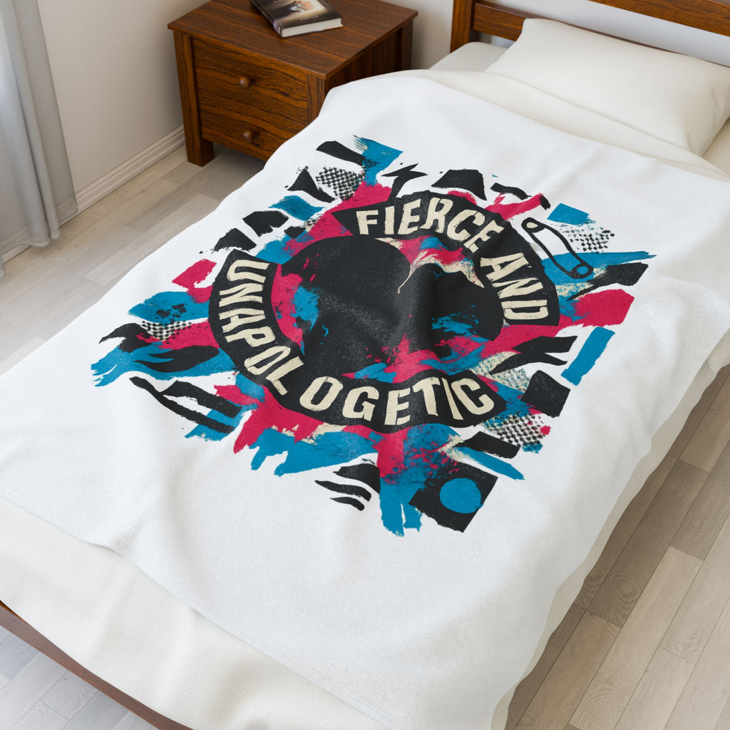 Plush Blanket — "Fierce and Unapologetic" Heart Graphic