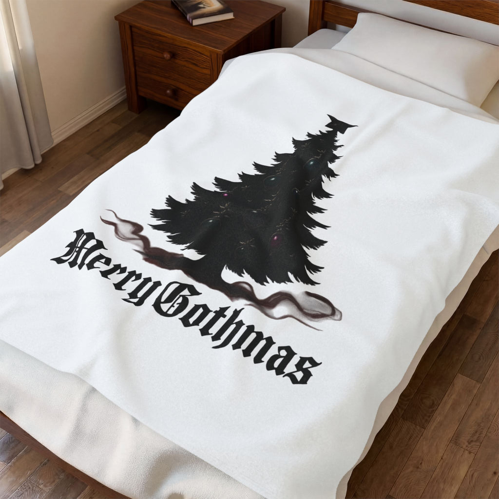 Velveteen Plush Blanket — 'Merry Gothmas' Gothic Christmas Tree Throw