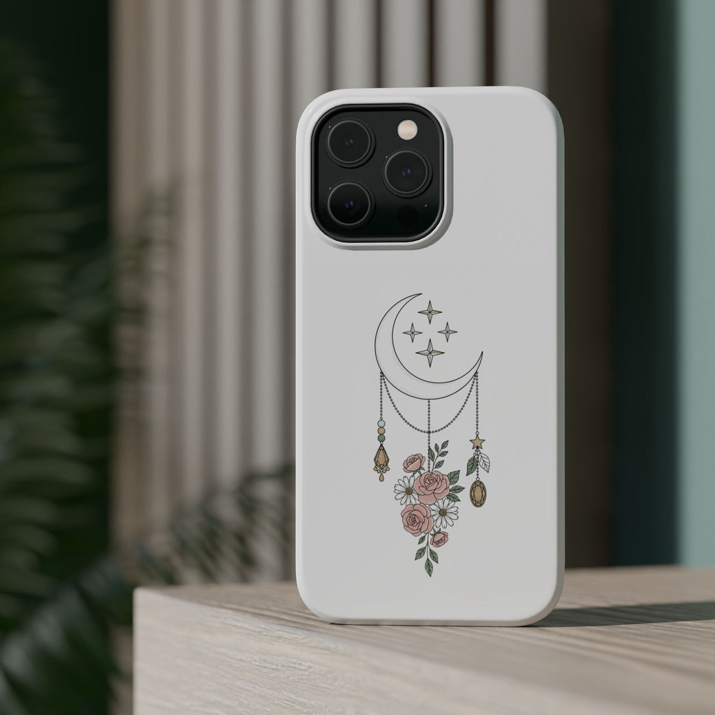 Moon & Roses Magnetic Impact Phone Case — Celestial Floral iPhone Cover