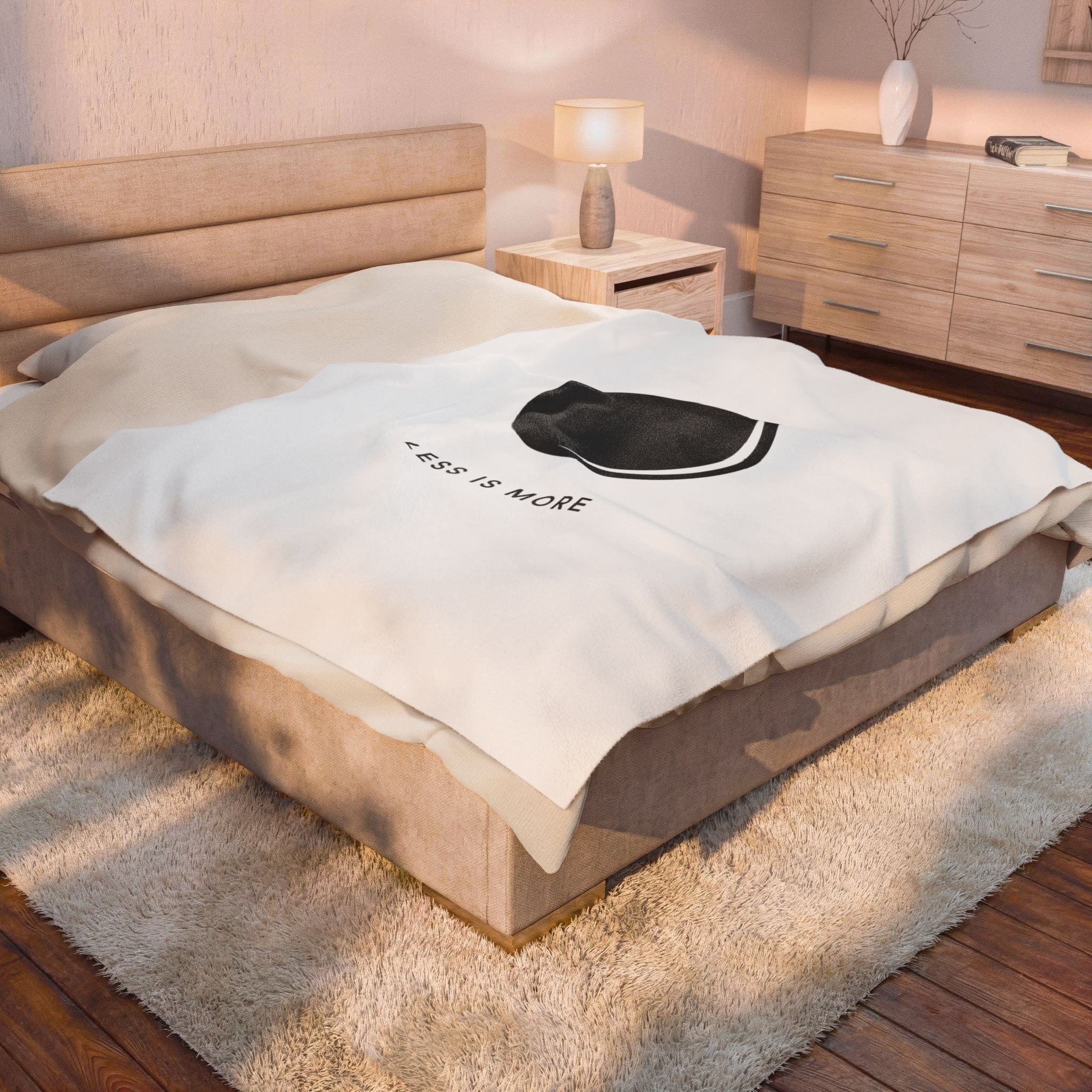 Velveteen Plush Blanket – Minimal Moon 'Less Is More' Throw