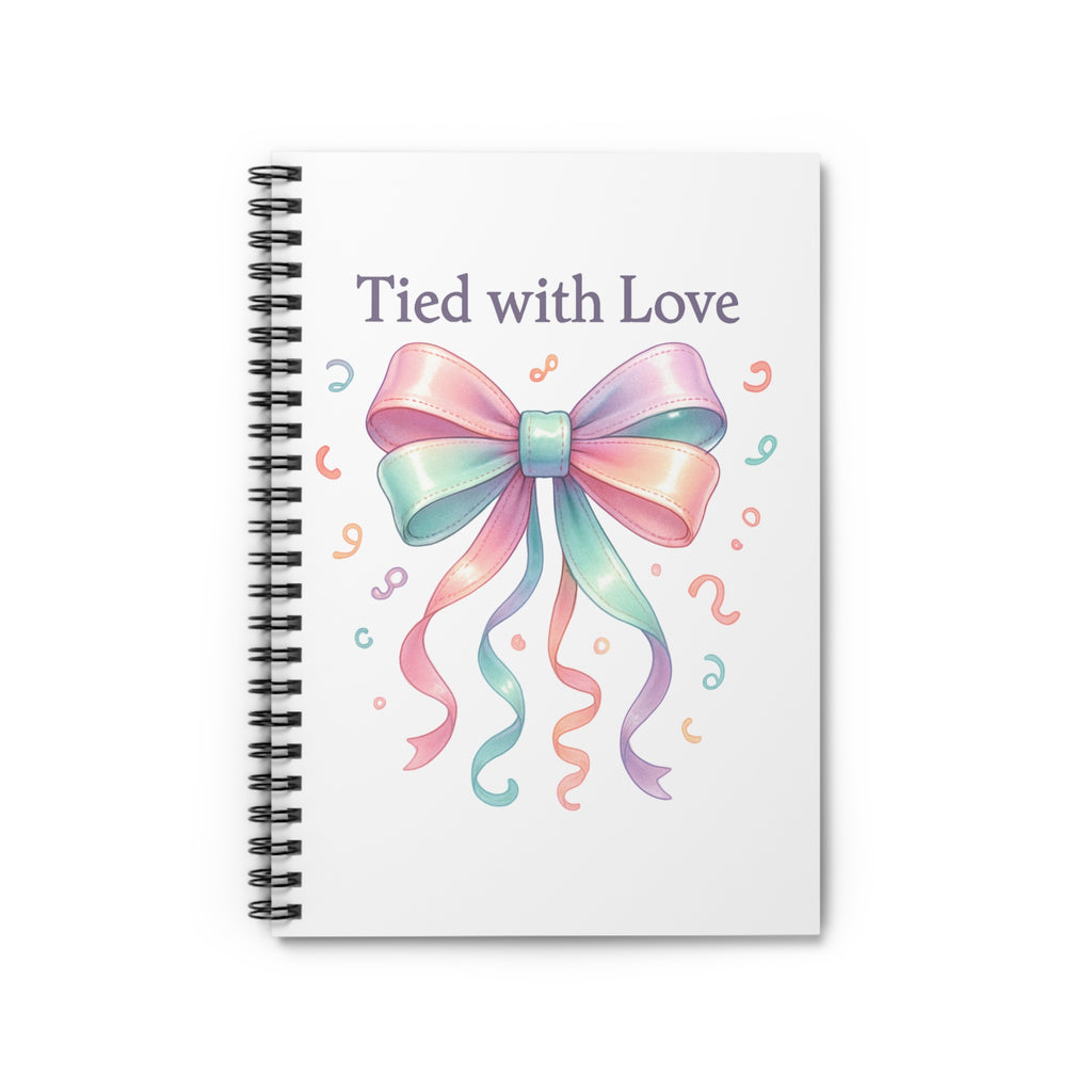 Tied with Love Spiral Notebook — Cute Pastel Bow Journal (Ruled)