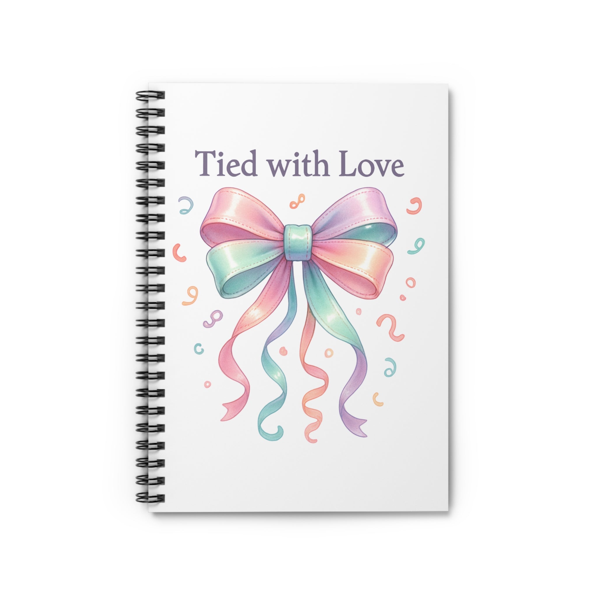 Tied with Love Spiral Notebook — Cute Pastel Bow Journal (Ruled)