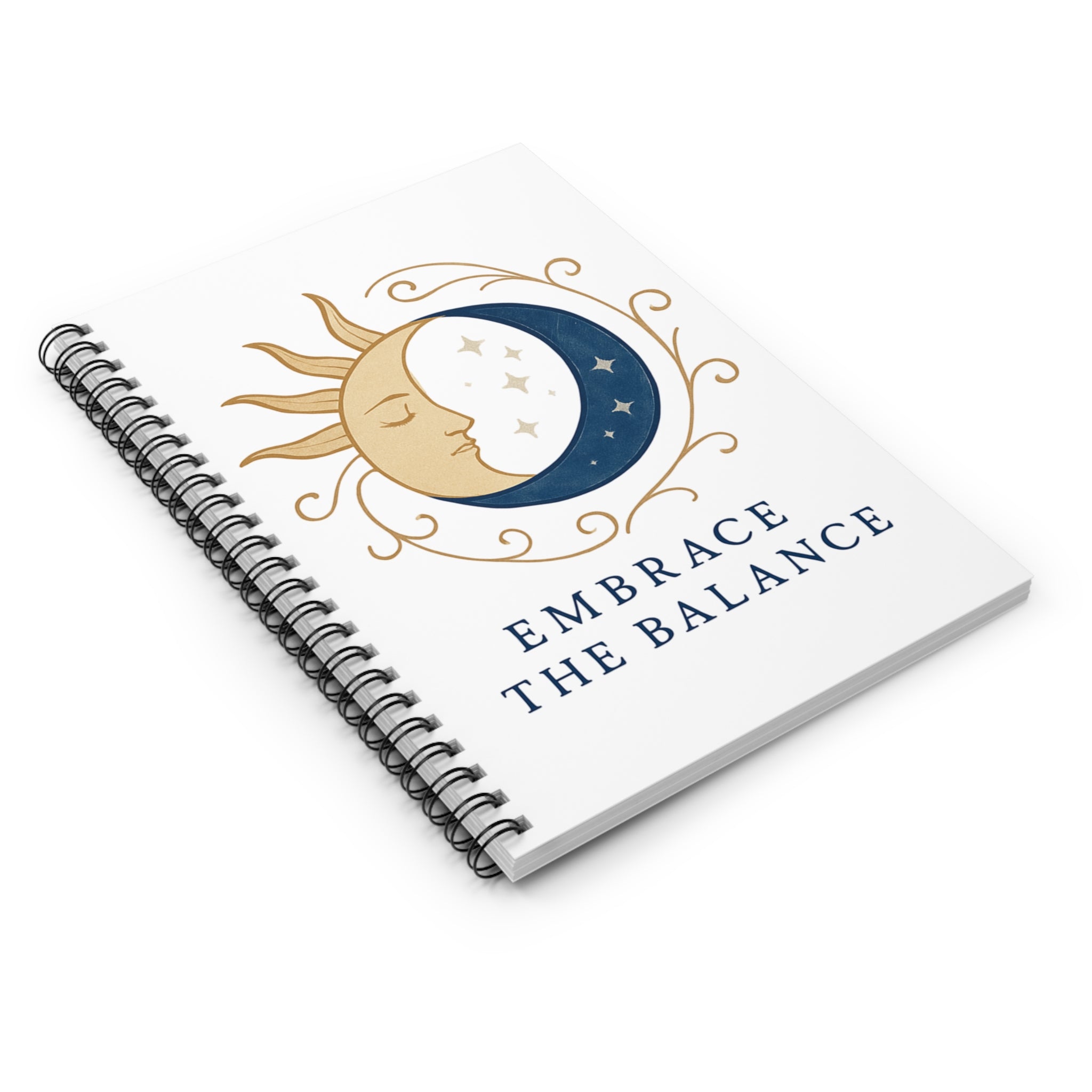 Embrace the Balance Spiral Notebook — Sun & Moon Ruled Journal