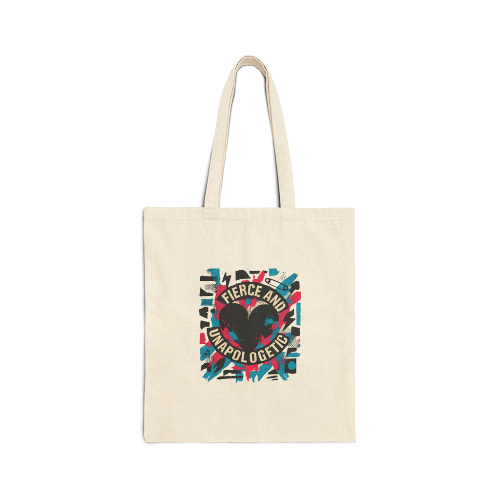 Tote Bag - "Fierce and Unapologetic" Heart Graphic Canvas Tote
