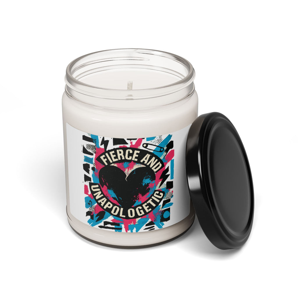 Soy Candle — "Fierce and Unapologetic" Scented 9oz (Bold Heart Design)