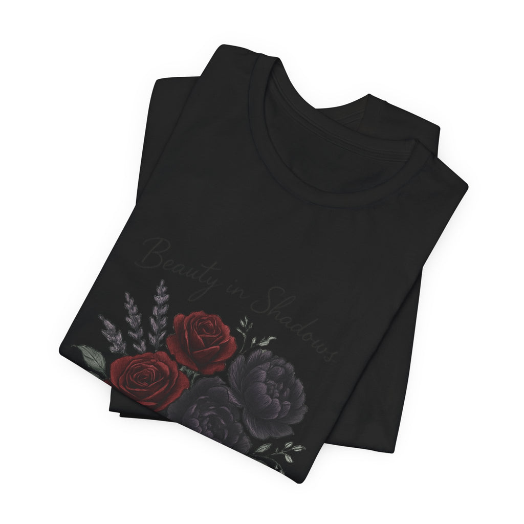 Floral Tee — "Beauty in Shadow" Dark Rose Bouquet Graphic T-Shirt