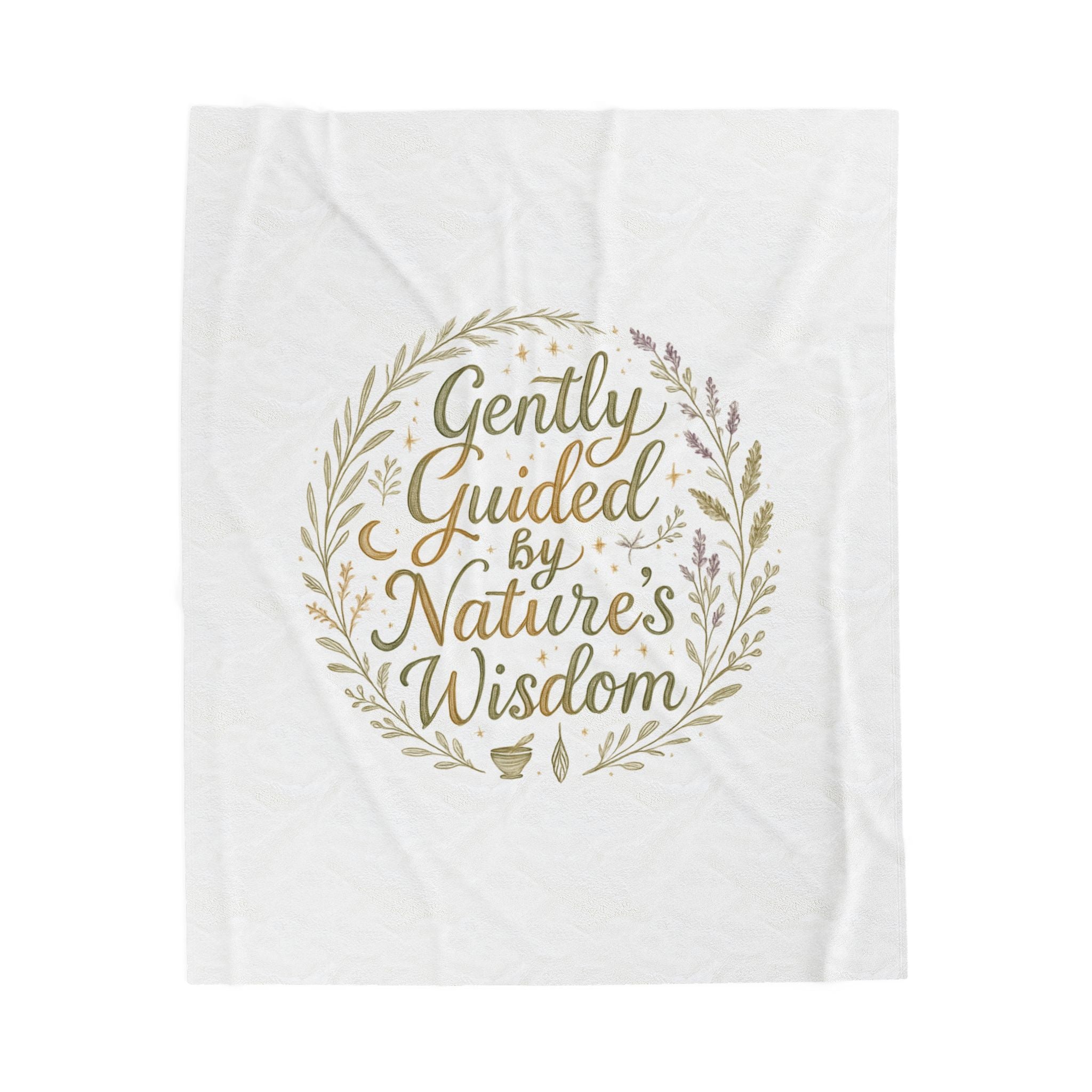 Gently Guided by Nature's Wisdom Velveteen Plush Blanket — Floral Wreath Cozy Throw for Nature Lovers