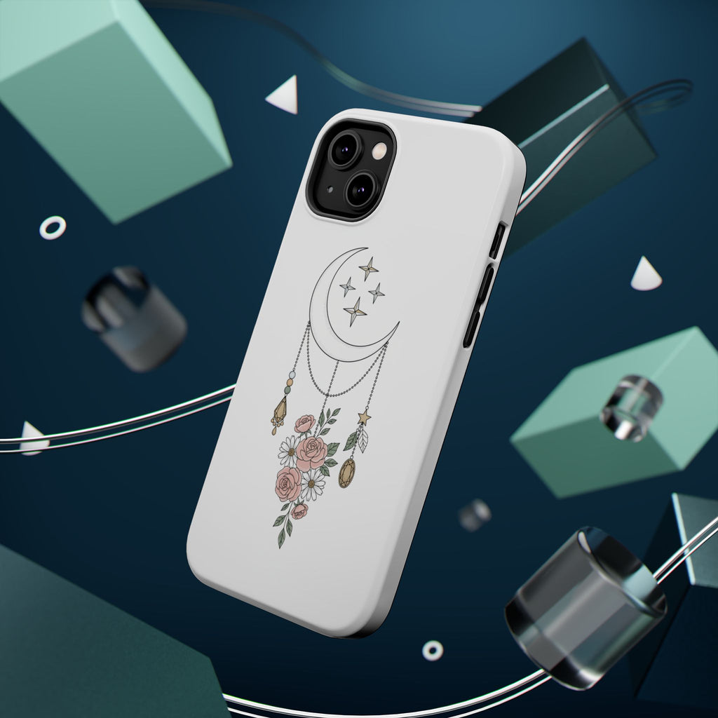 Moon & Roses Magnetic Impact Phone Case — Celestial Floral iPhone Cover
