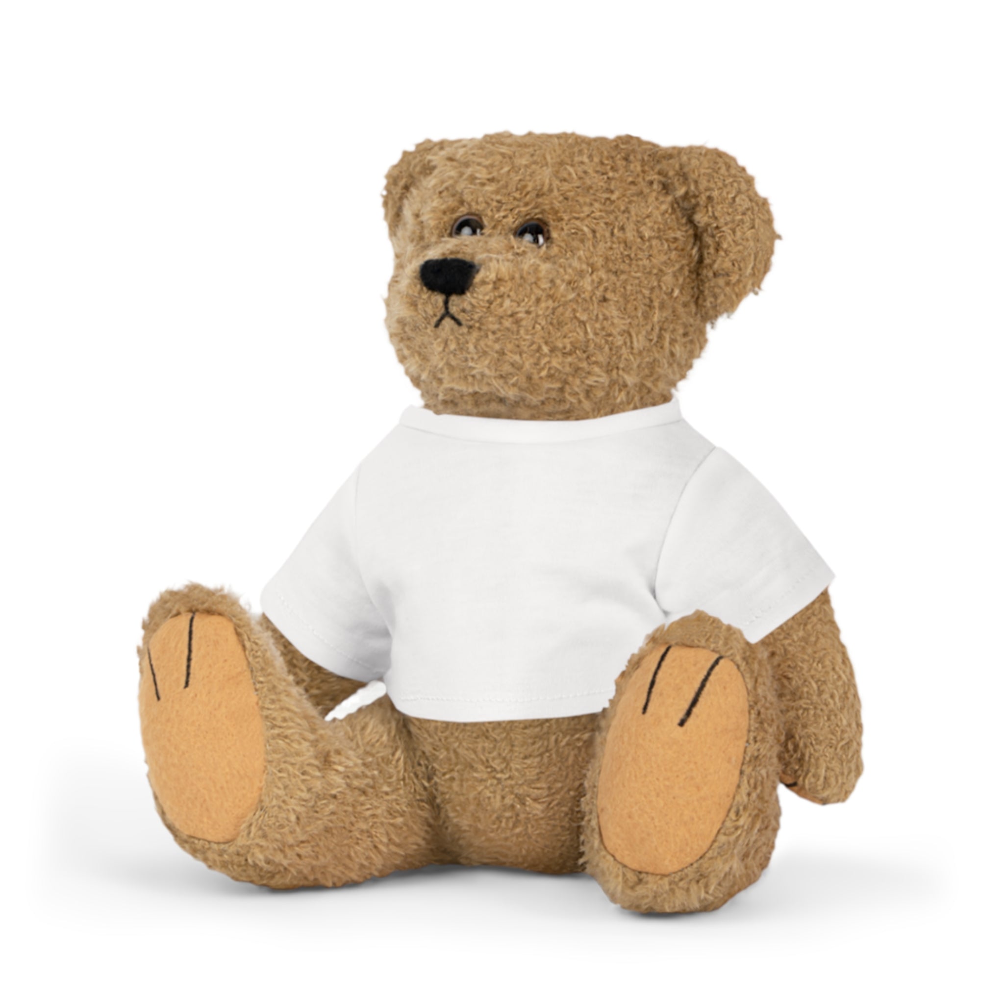 Classic Brown Bear Plush Toy with White T-Shirt | Customizable Shirt