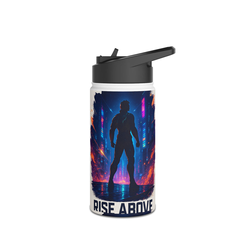Rise Above Stainless Steel Water Bottle — Cybercity Silhouette Design