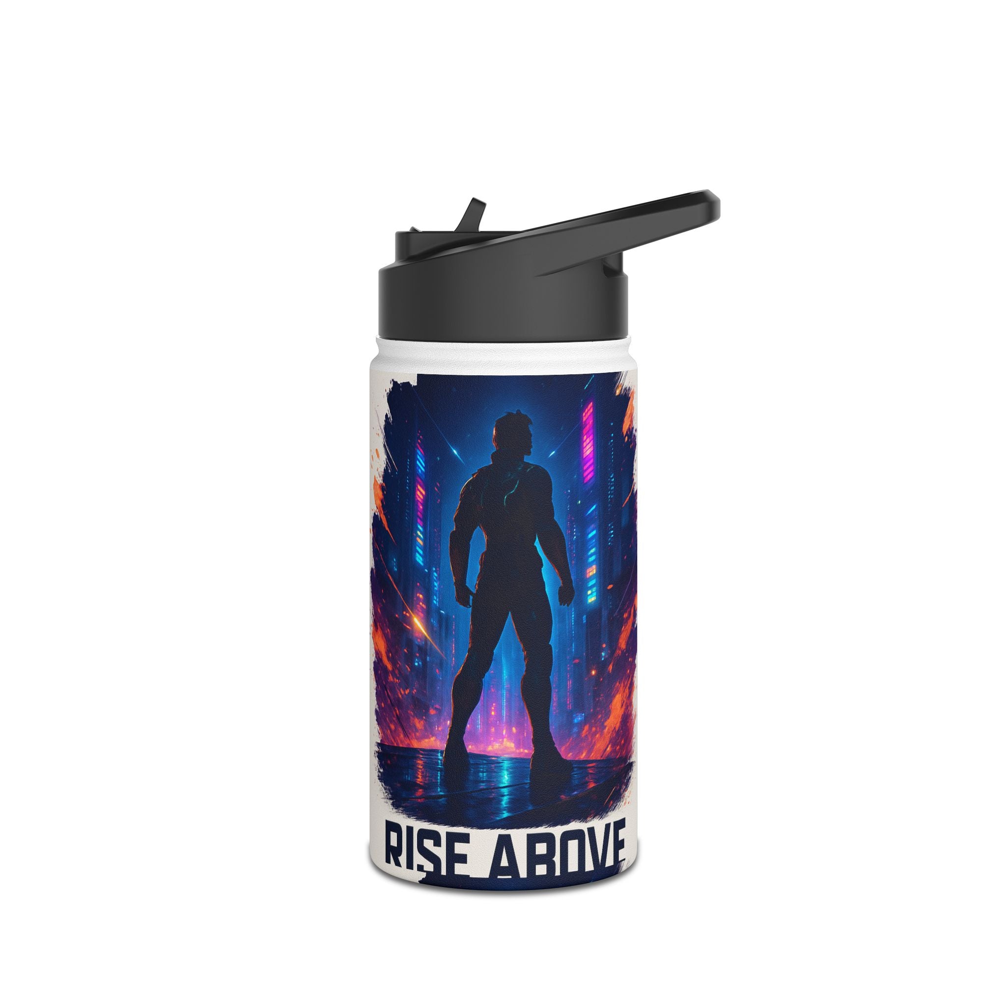 Rise Above Stainless Steel Water Bottle — Cybercity Silhouette Design