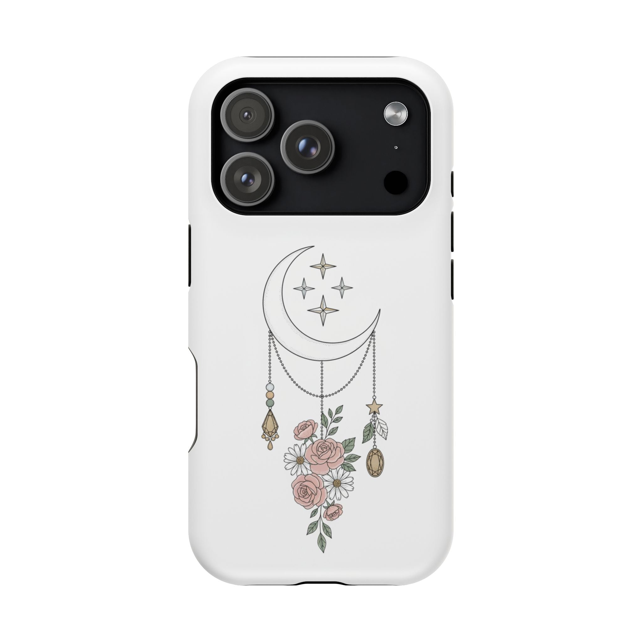 Moon & Roses Magnetic Impact Phone Case — Celestial Floral iPhone Cover