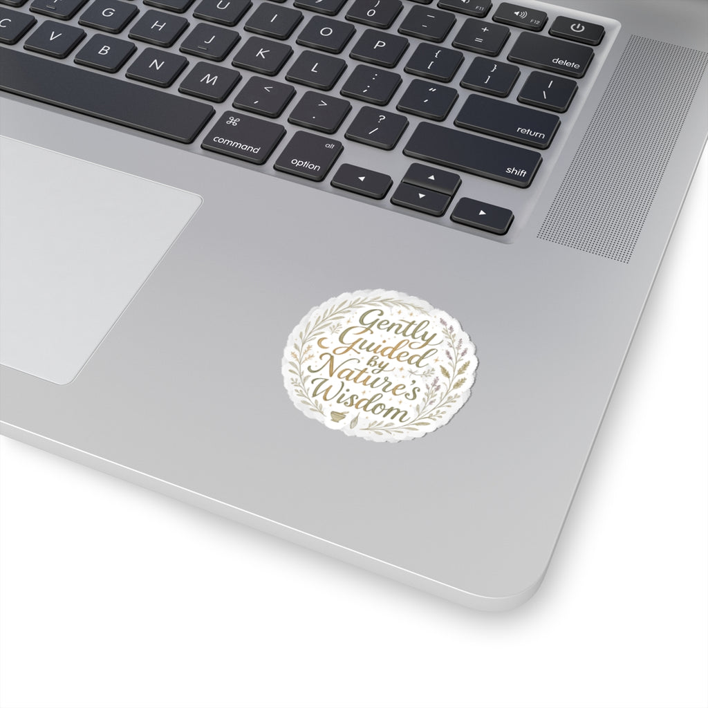 Gently Guided by Nature’s Wisdom - Round Floral Kiss-Cut Sticker
