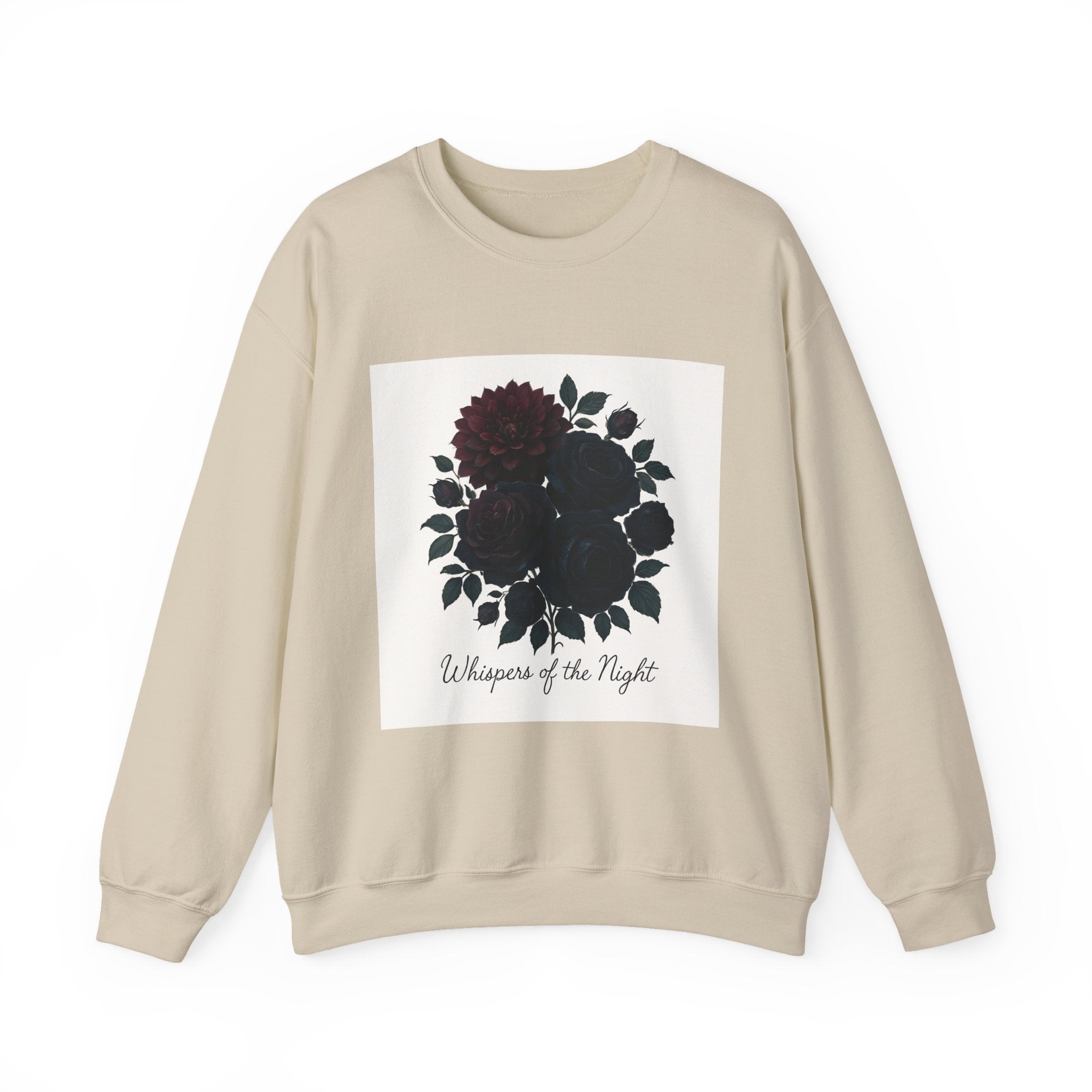 Crewneck Sweatshirt - 'Whispers of the Night' Floral Graphic
