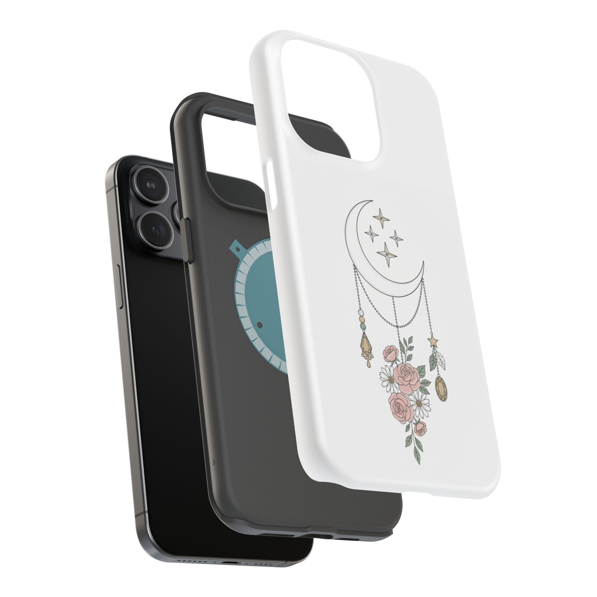 Moon & Roses Magnetic Impact Phone Case — Celestial Floral iPhone Cover