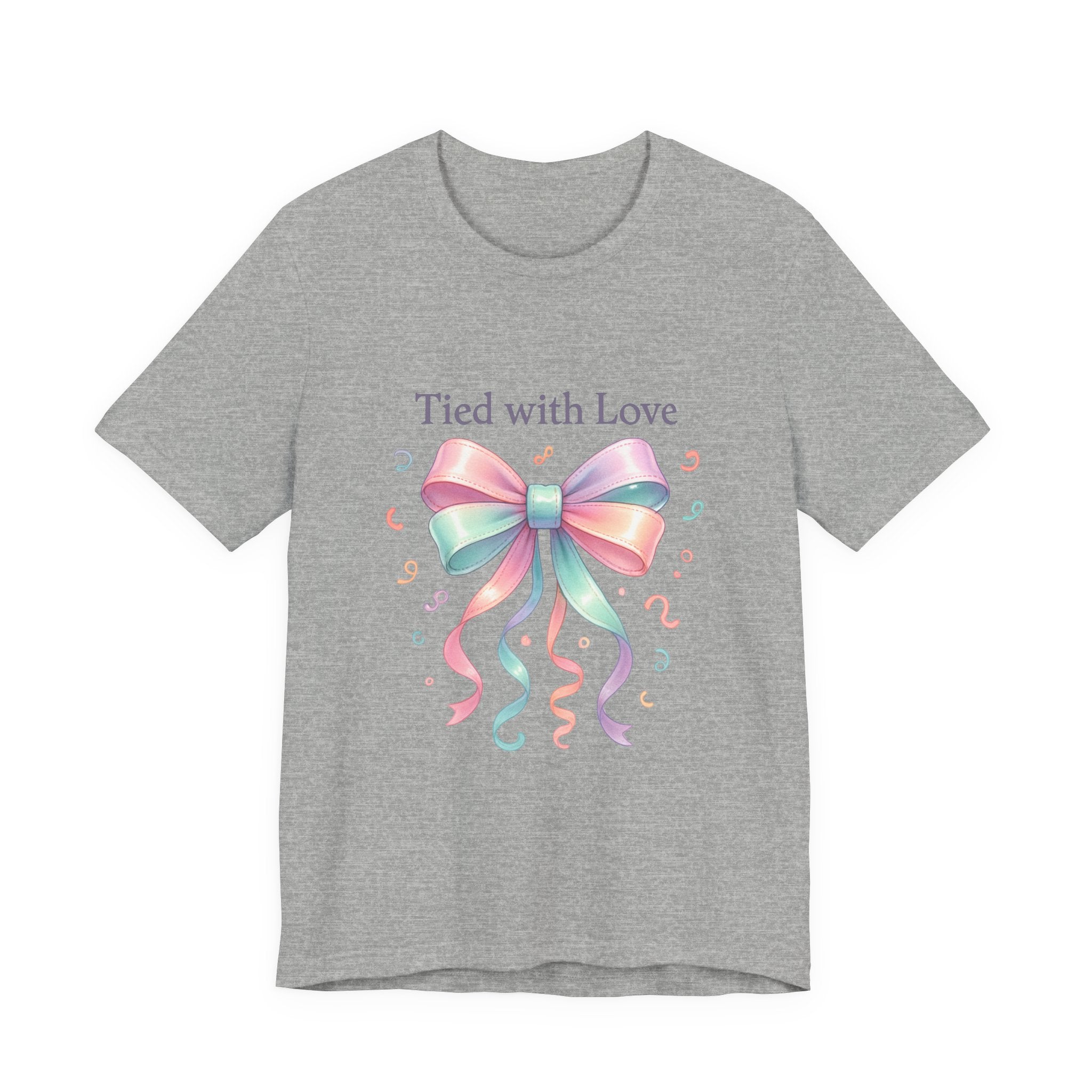 T-Shirt — "Tied with Love" Pastel Ribbon Gift Graphic Tee