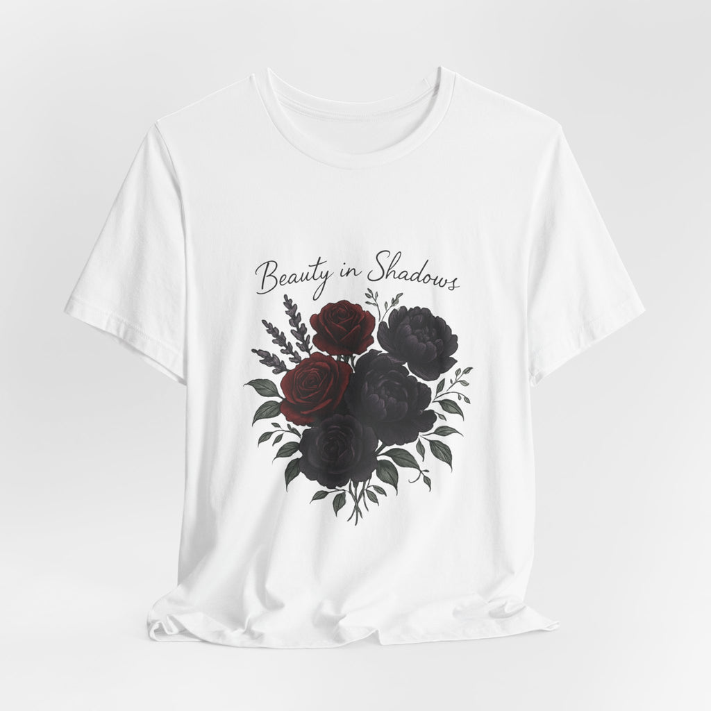 Floral Tee — "Beauty in Shadow" Dark Rose Bouquet Graphic T-Shirt